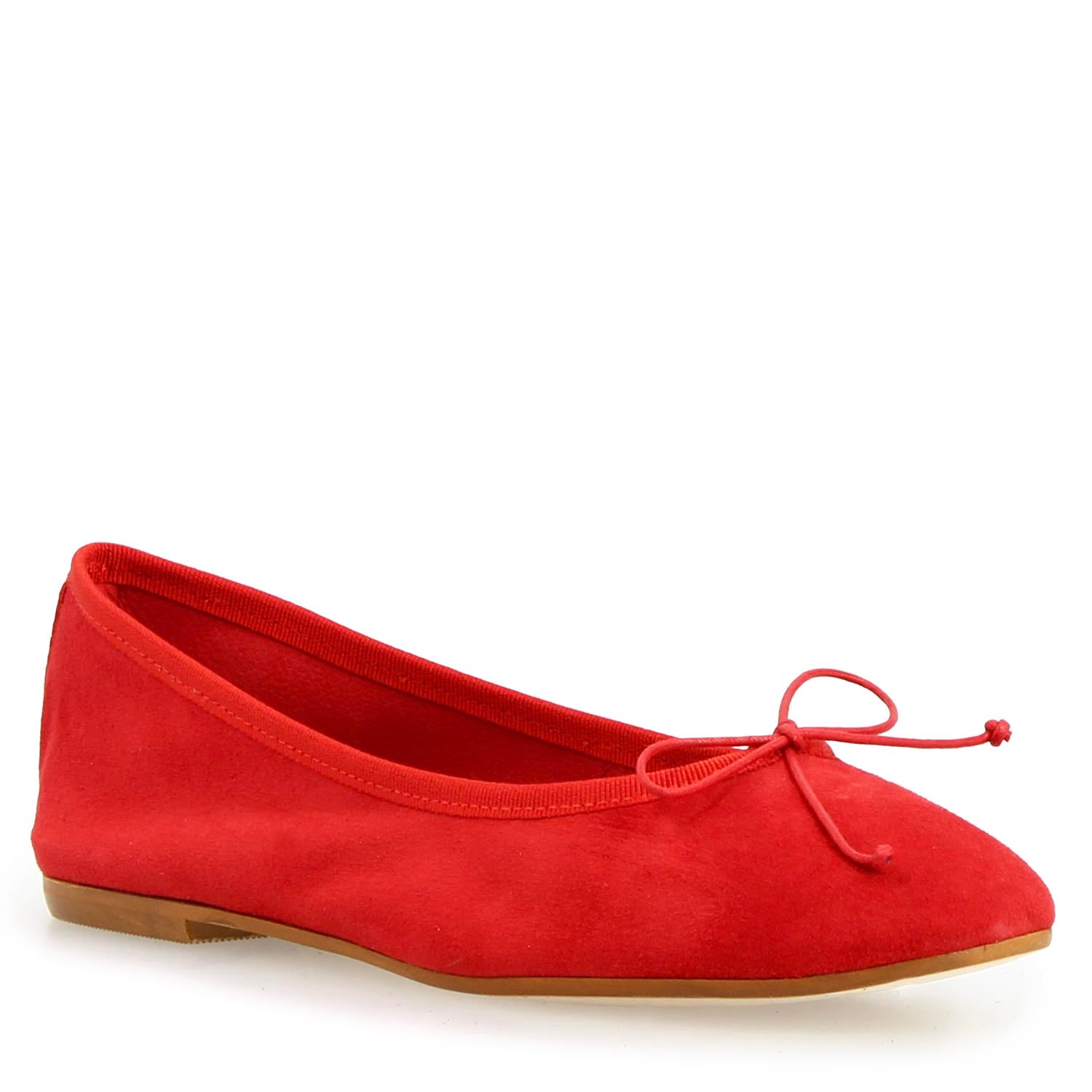 Leonardo Shoes Fiocco ballerina camoscio rosso tacco basso