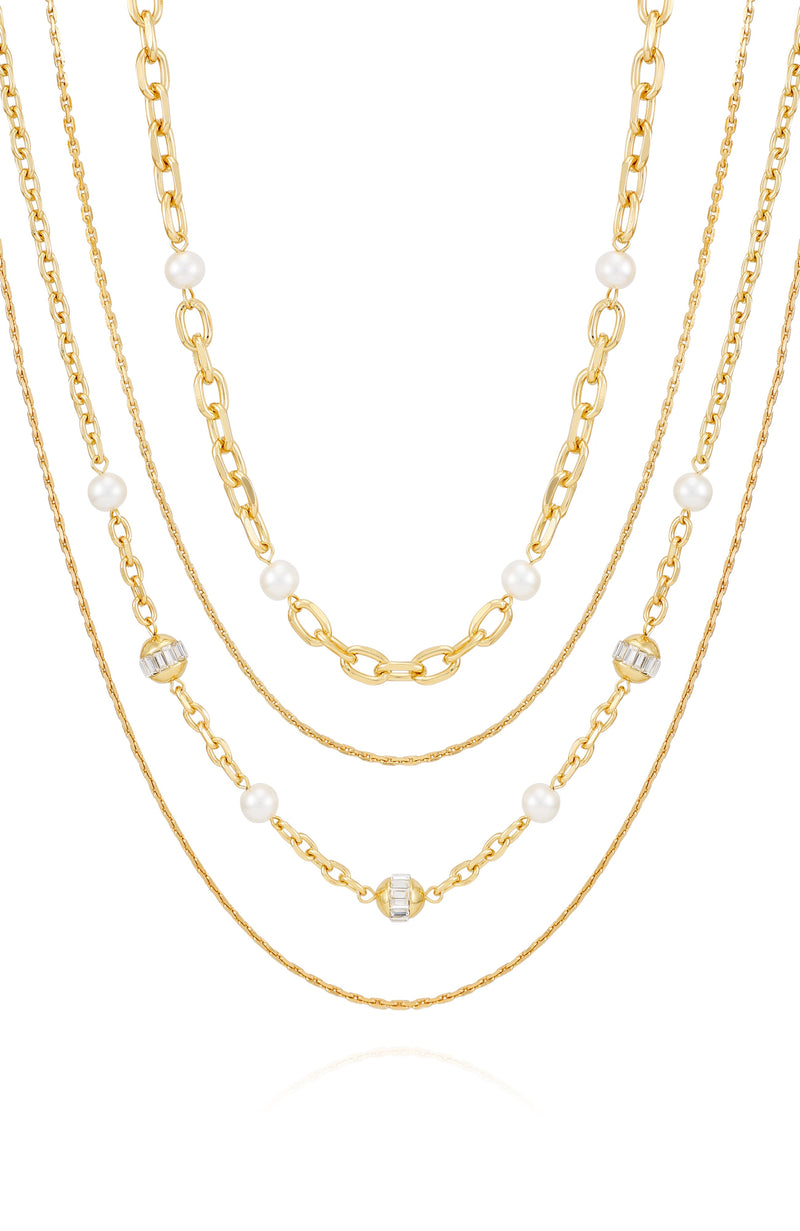 Vince Camuto Strati collana multistrato oro perle