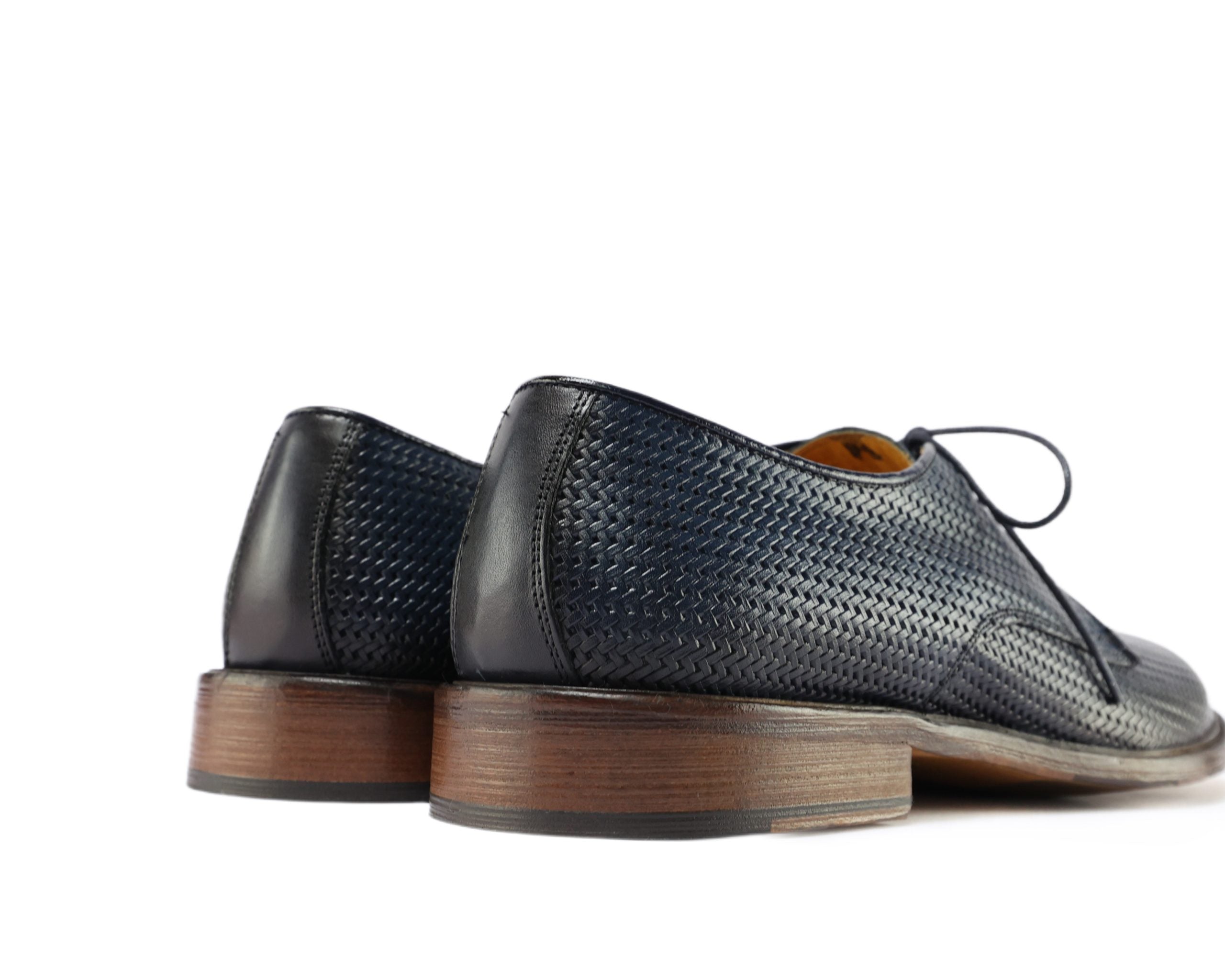 Ton Goût Aurora derby uomo blu vitello stampato