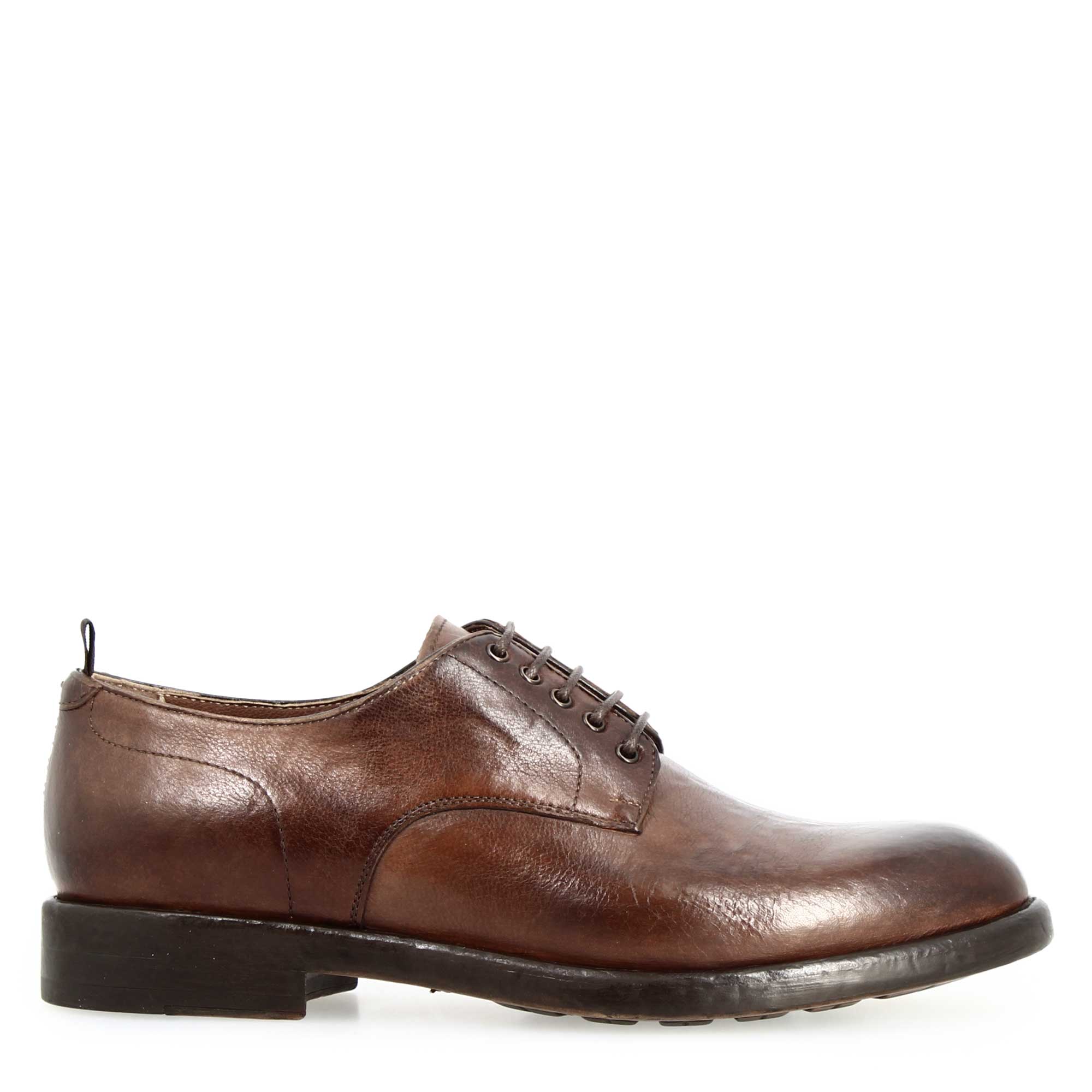 Leonardo Shoes Raffaello Derby Uomo Pelle Marrone