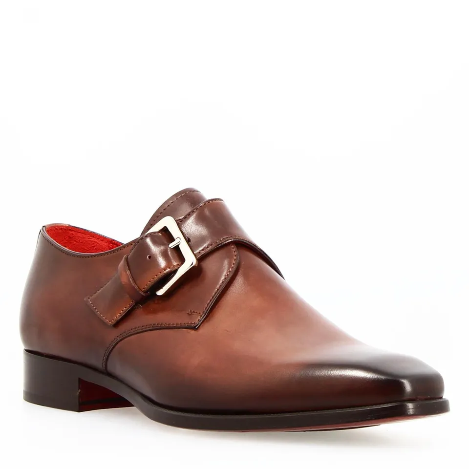 Leonardo Shoes Salvatore Francesine Uomo Pelle Marrone Fibbia