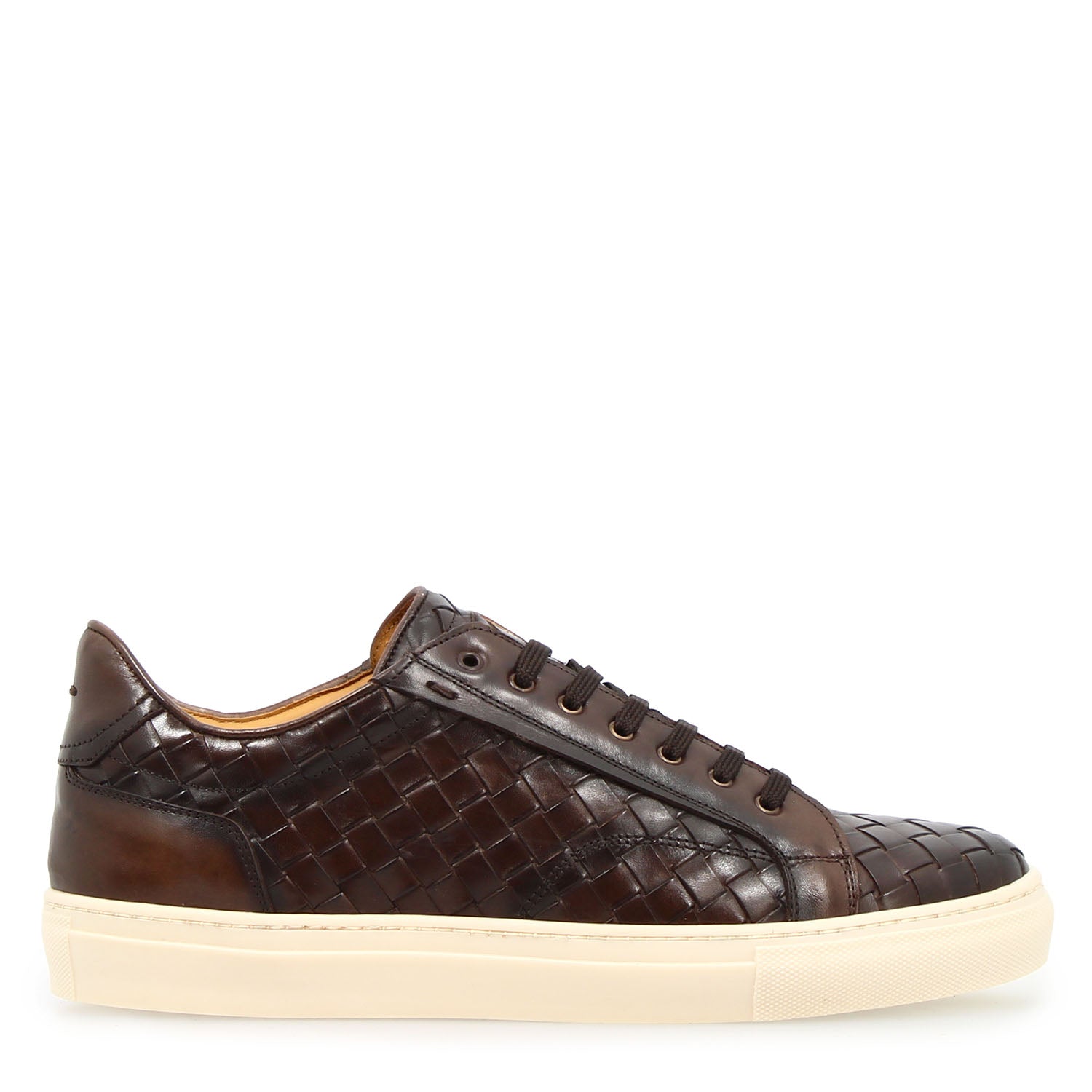 Leonardo Shoes Icaro sneakers uomo marrone pelle intrecciata