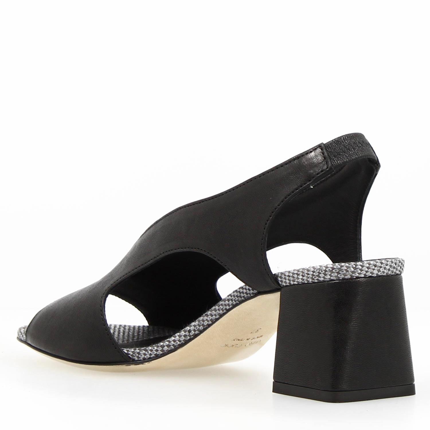 Leonardo Shoes Flavia Sandalo nappa nera tacco 7 cm