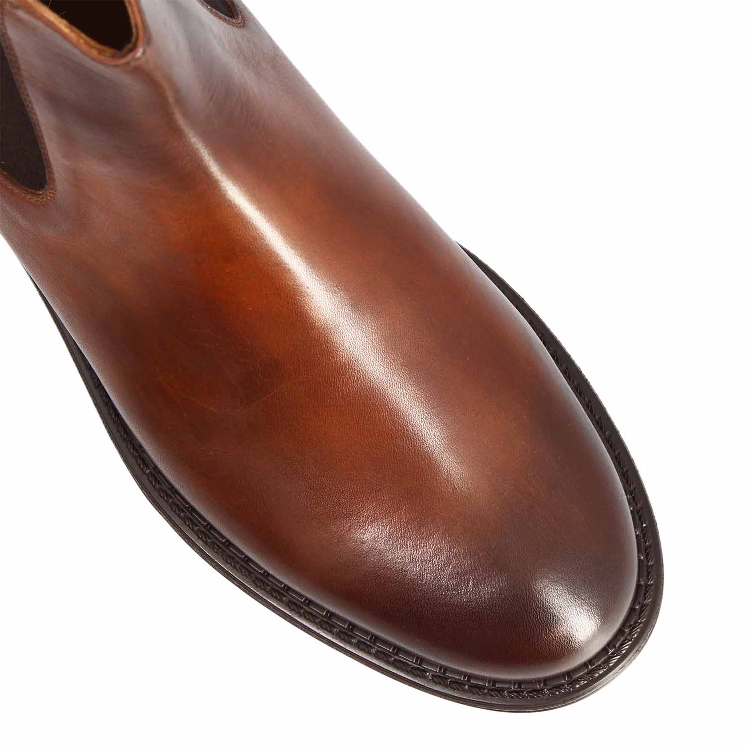 Leonardo Shoes Agusto Chelsea uomo pelle marrone suola Wearlight