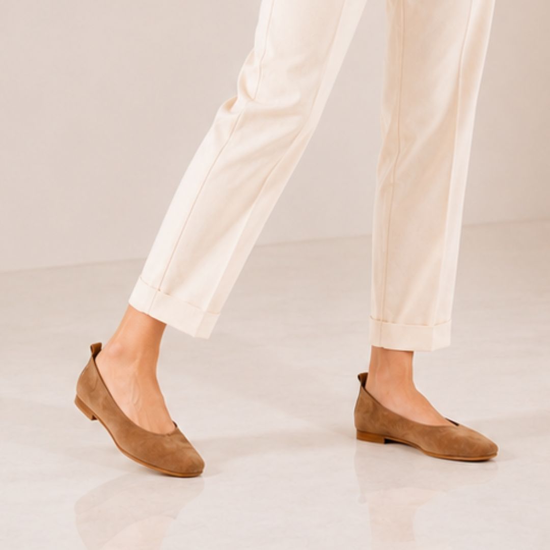 Leonardo Shoes Venere Ballerina Camoscio Marrone Chiaro