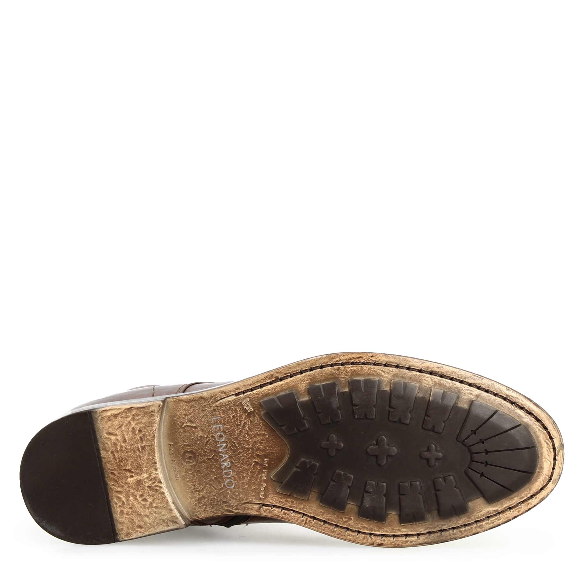 Leonardo Shoes Cesare Stivaletti Uomo Pelle Marrone Cap Toe