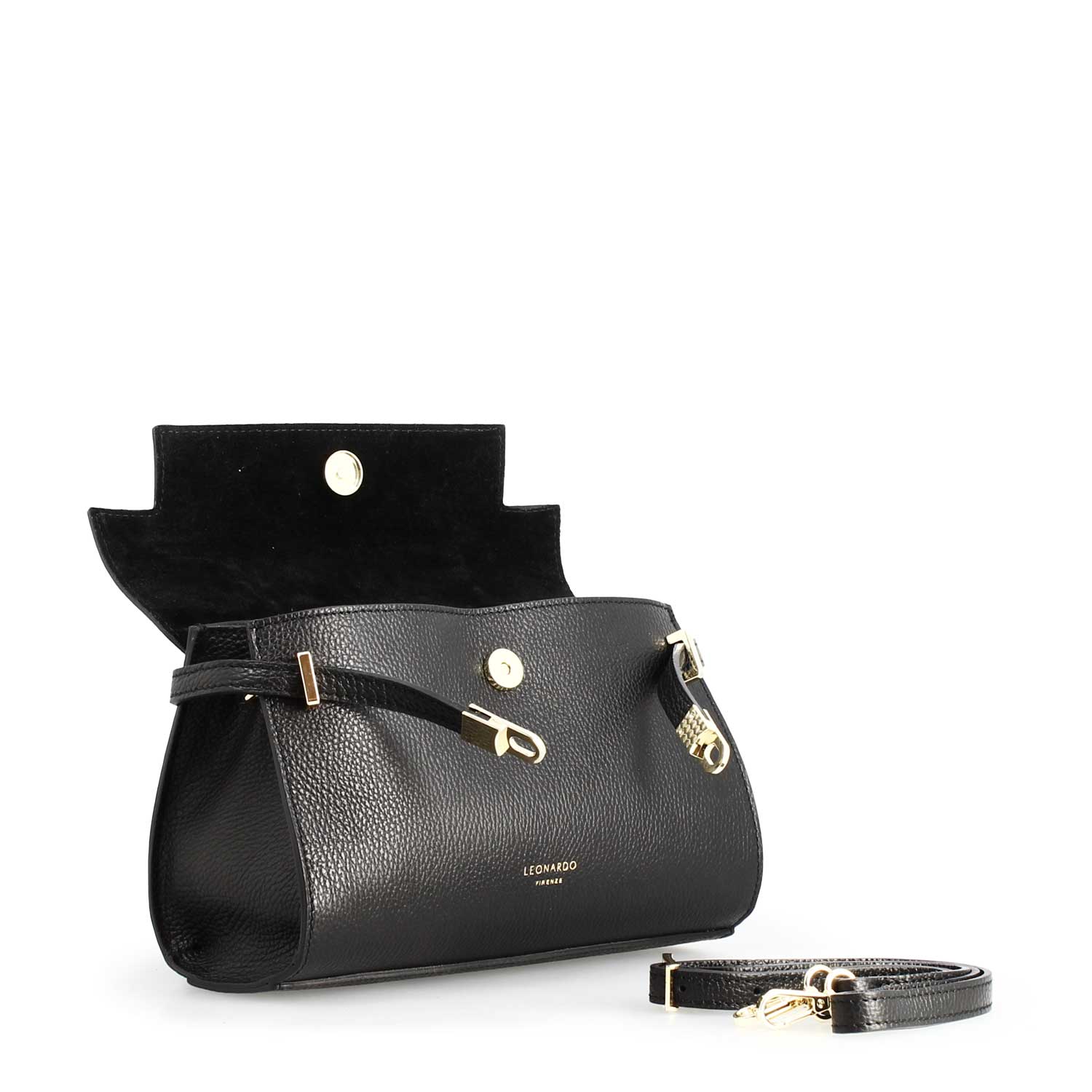 Leonardo Shoes Emily borsa mano nera pelle vitello