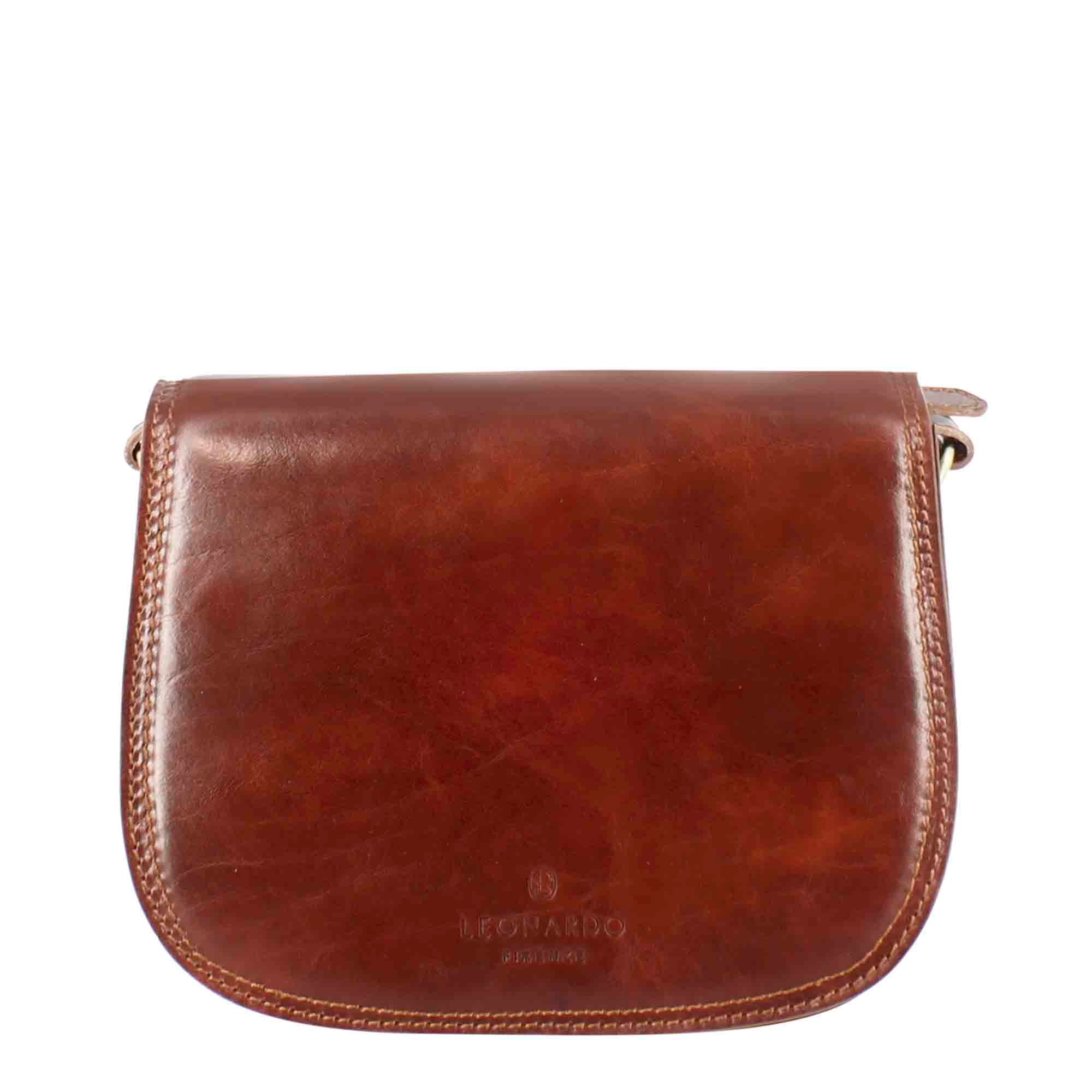Leonardo Essential Borsa Spalla Pelle Marrone Scuro Tracolla Media