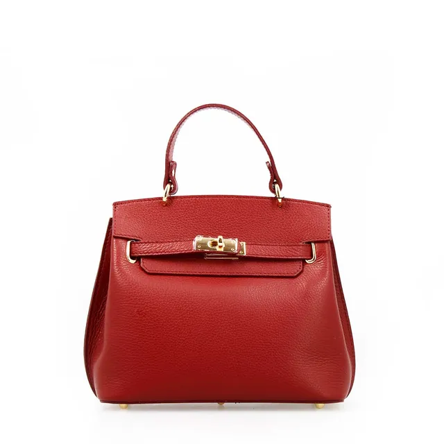 Leonardo Shoes Borse Donna Ninfea Mano Tracolla Pelle Rossa 22cm