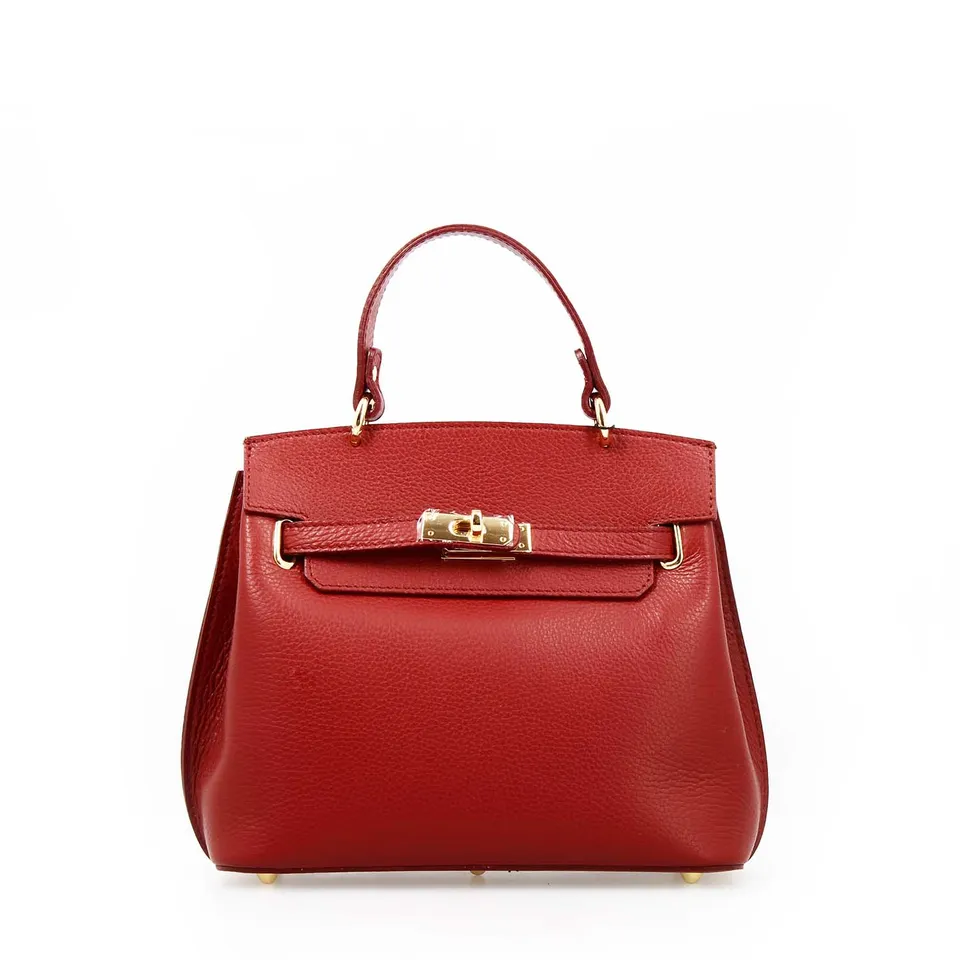 Leonardo Shoes Borse Donna Ninfea Mano Tracolla Pelle Rossa 22cm
