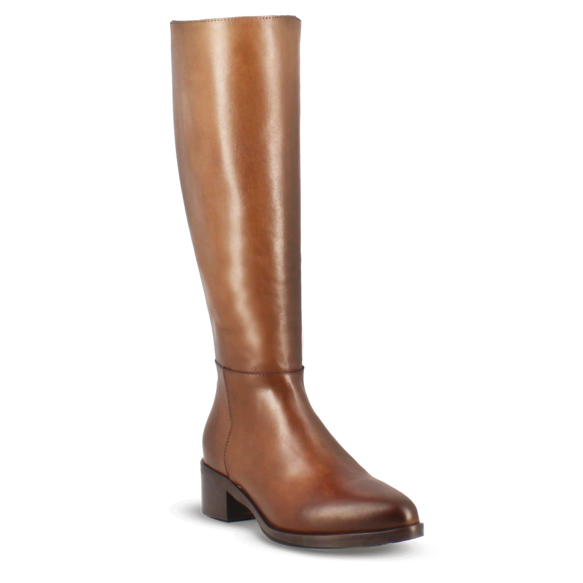 Leonardo Shoes Stivali Donna Marrone Pelle Gambale Alto 40 cm