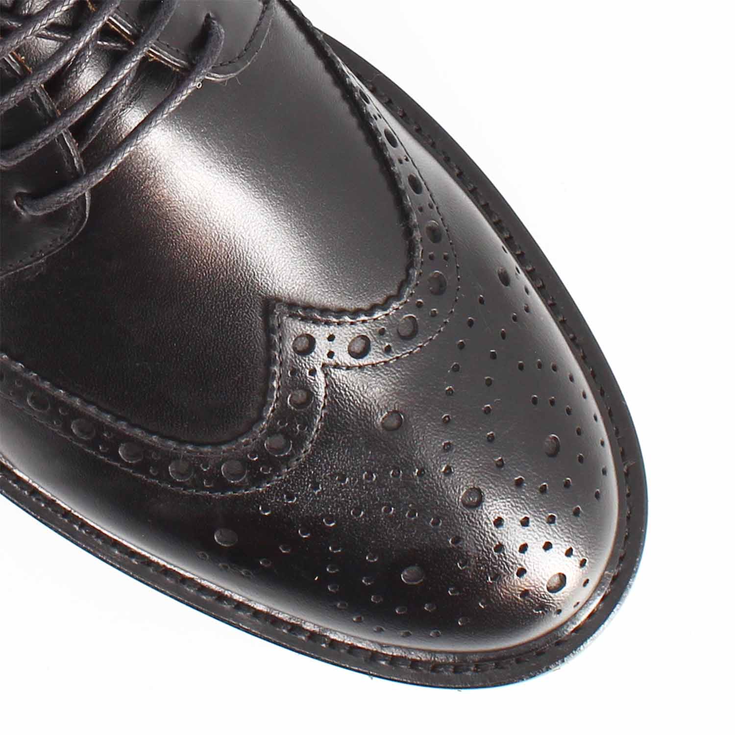 Leonardo Massimo derby brogue pelle nera suola gomma