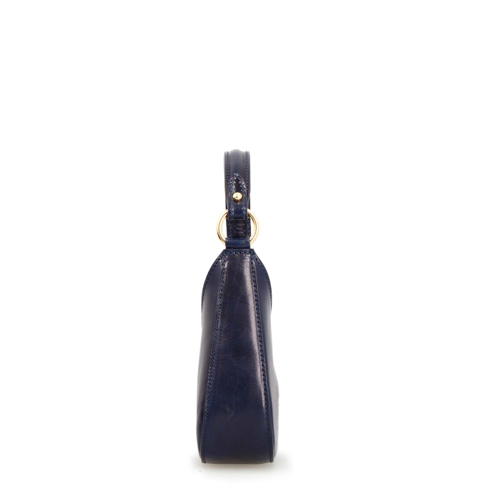 Leonardo Isotta S mini borsa mezzaluna pelle blu