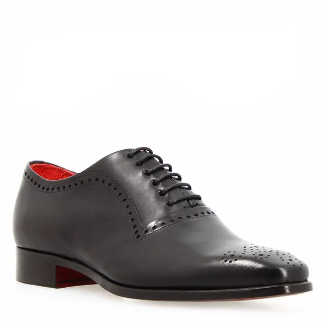 Leonardo Shoes Ettore Nero Oxford Pelle Semibrogue da Cerimonia