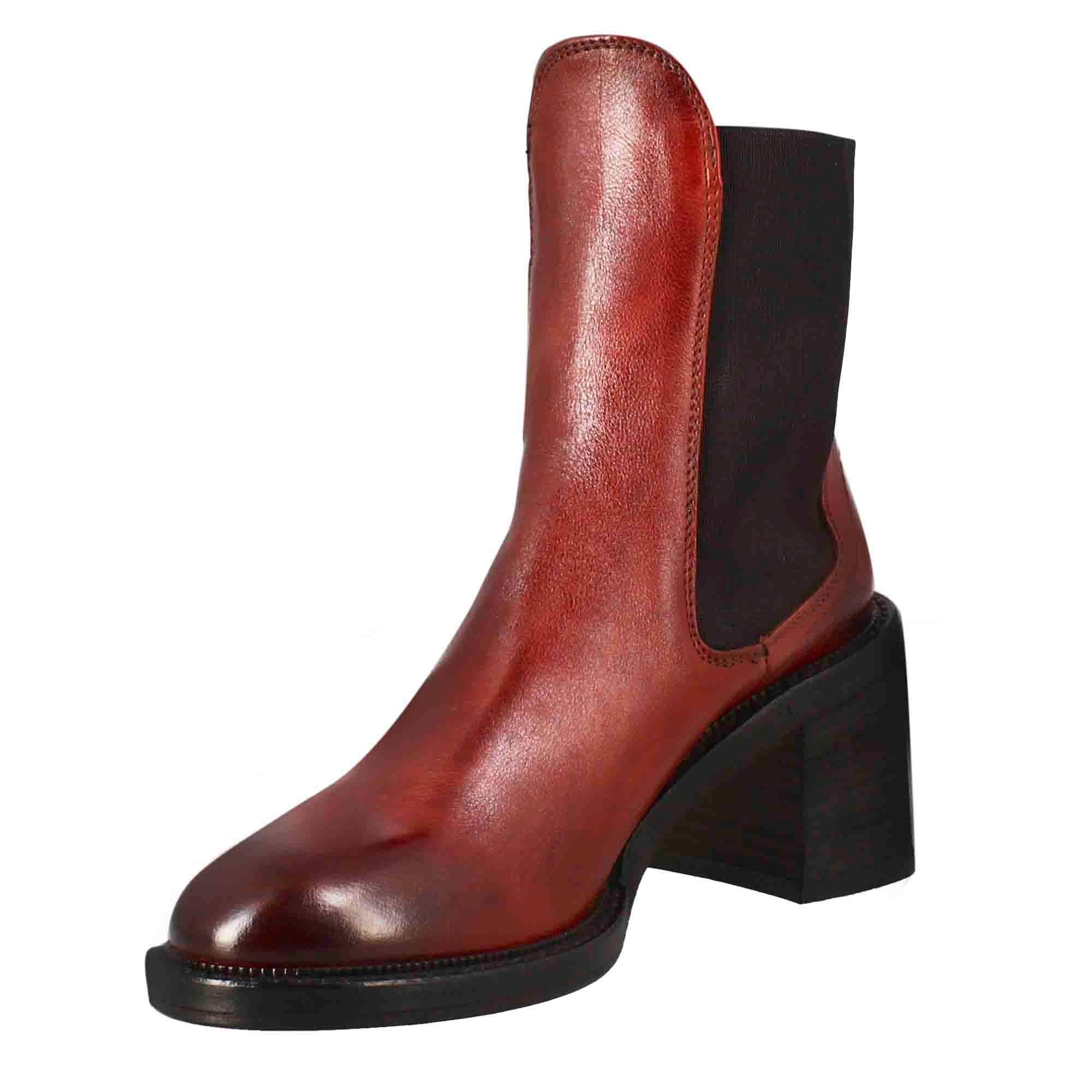 Leonardo Chelsea stivaletto tacco pelle rosso donna vintage