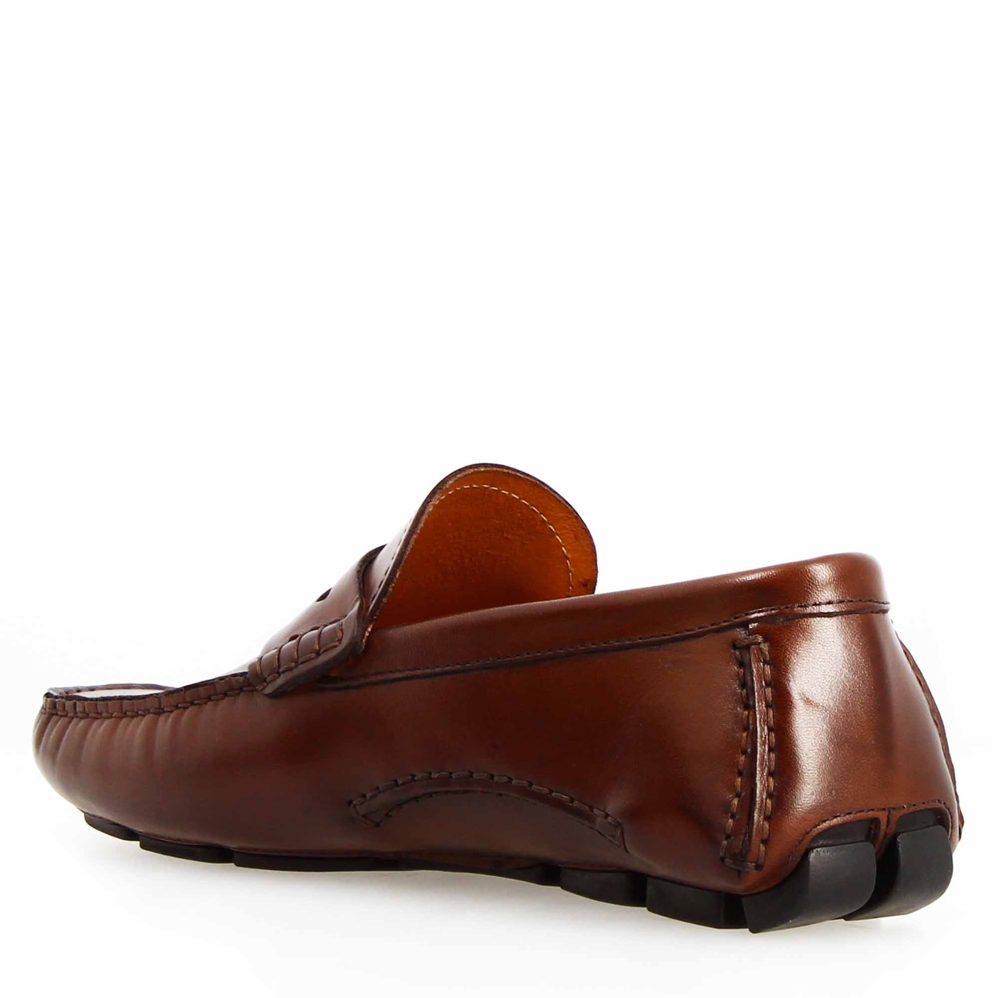 Leonardo Shoes Tiberio Mocassini Uomo Pelle Marrone