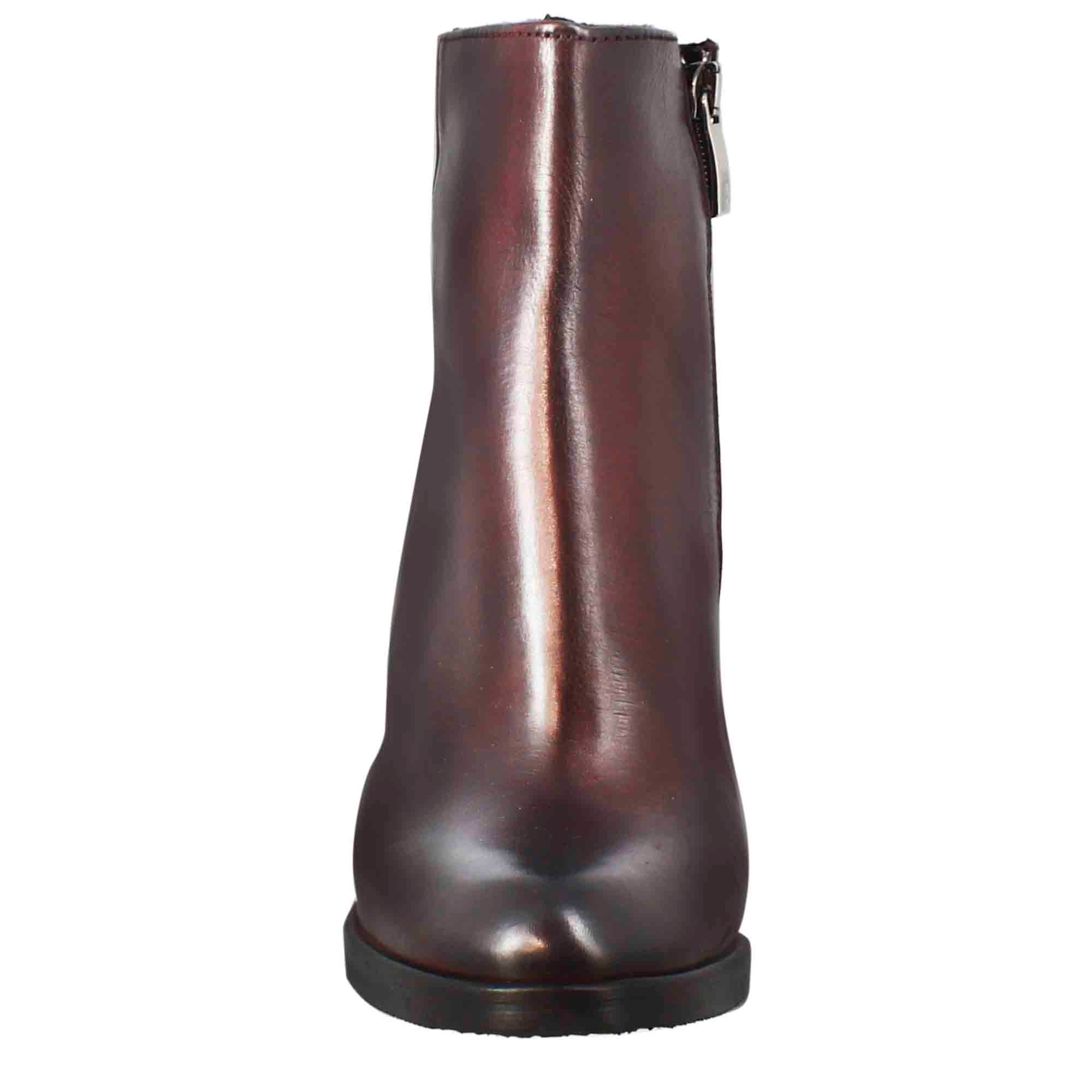 Leonardo Shoes Stivali Stivaletto pelle bordeaux tacco 9 cm