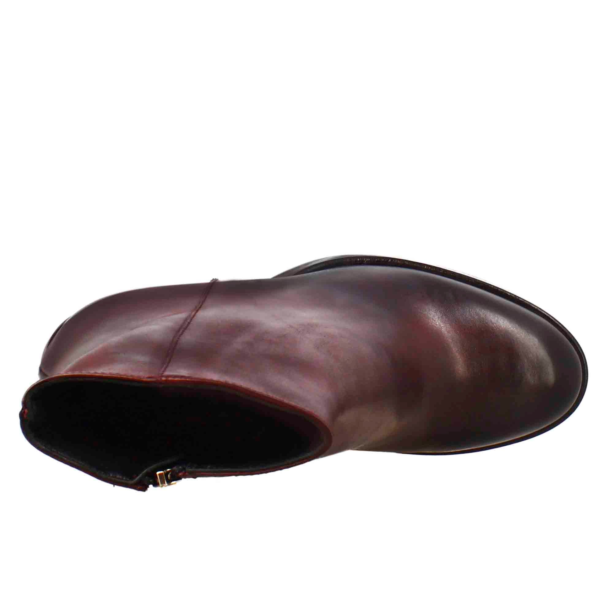 Leonardo Shoes Stivali Stivaletto pelle bordeaux tacco 9 cm