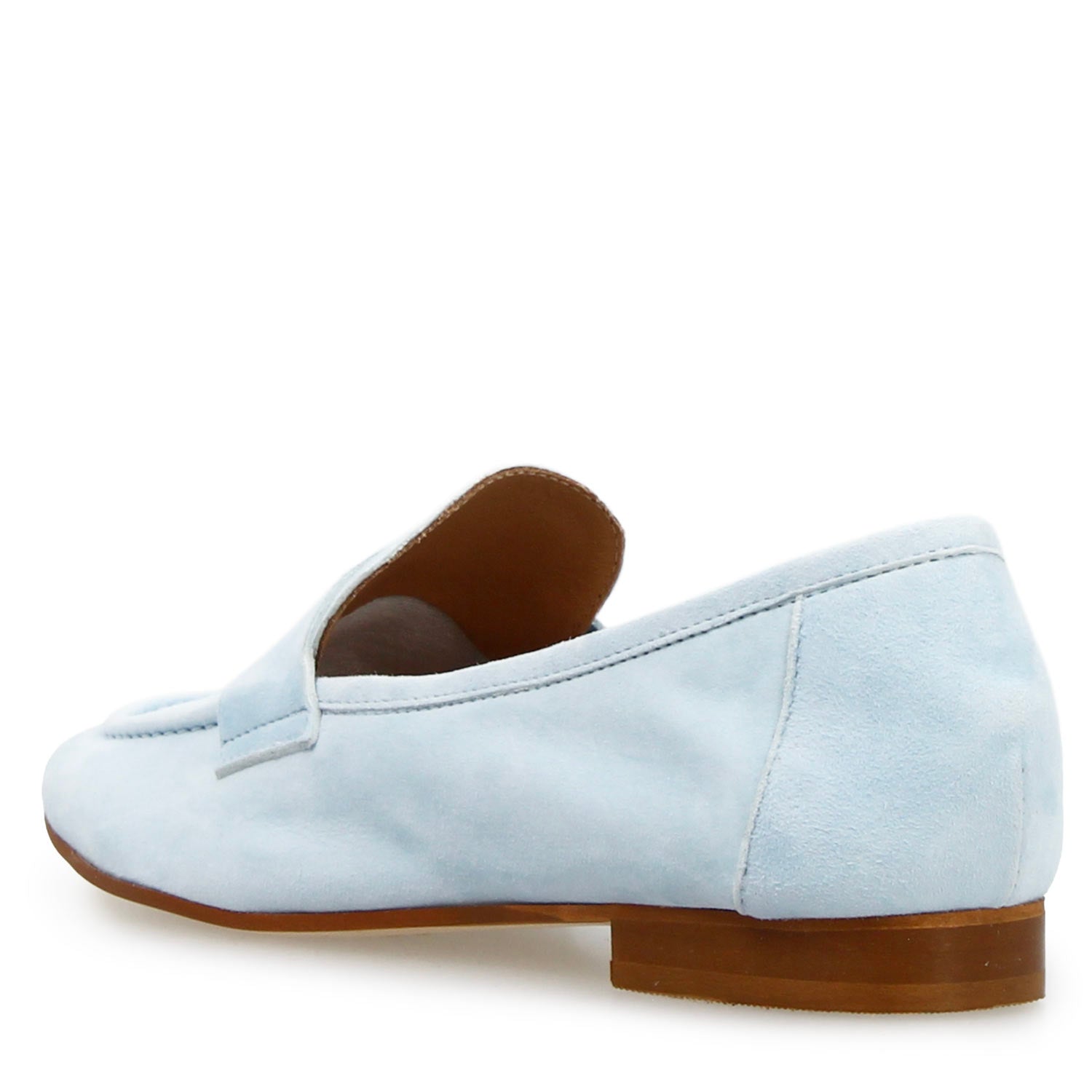 Leonardo Shoes Brenta Mocassini Donna Camoscio Celeste