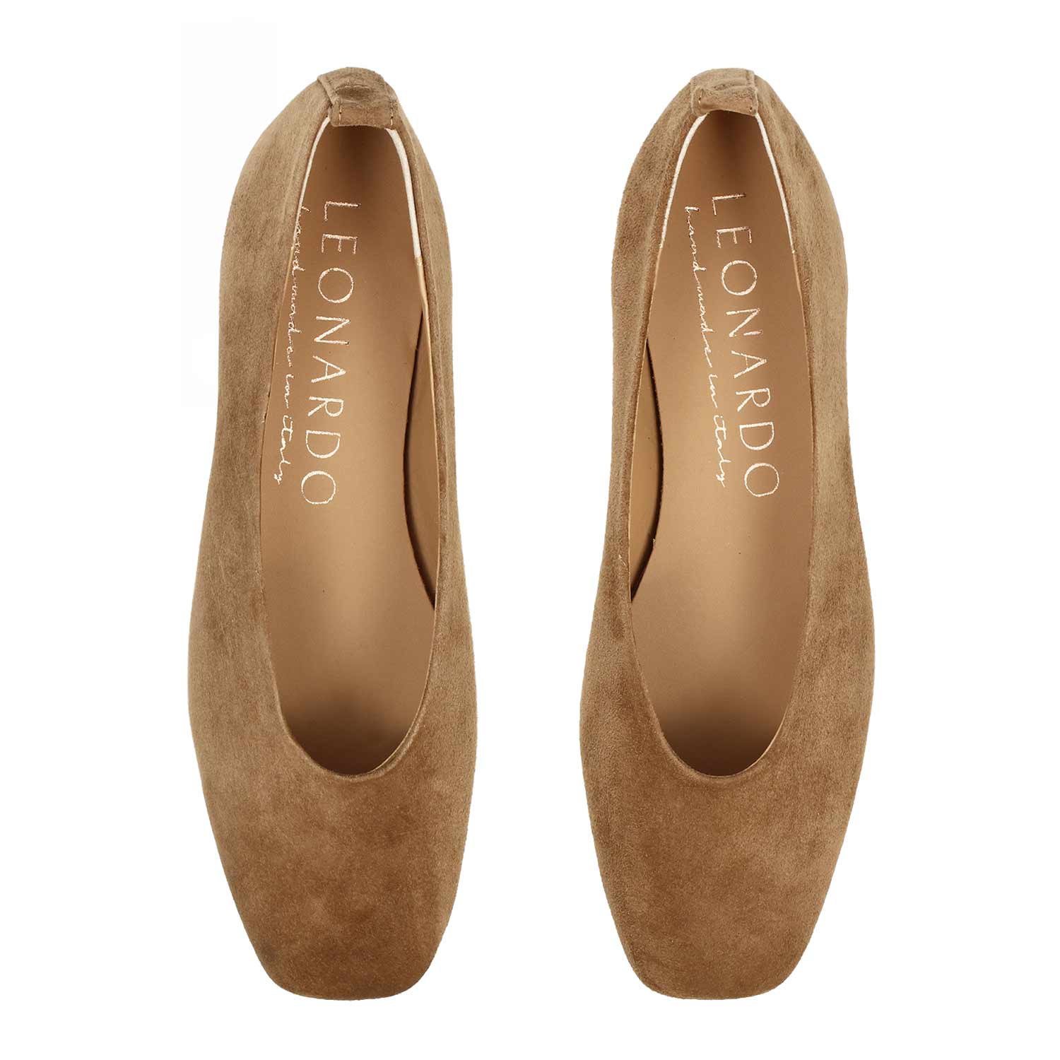 Leonardo Shoes Venere Ballerina Camoscio Marrone Chiaro