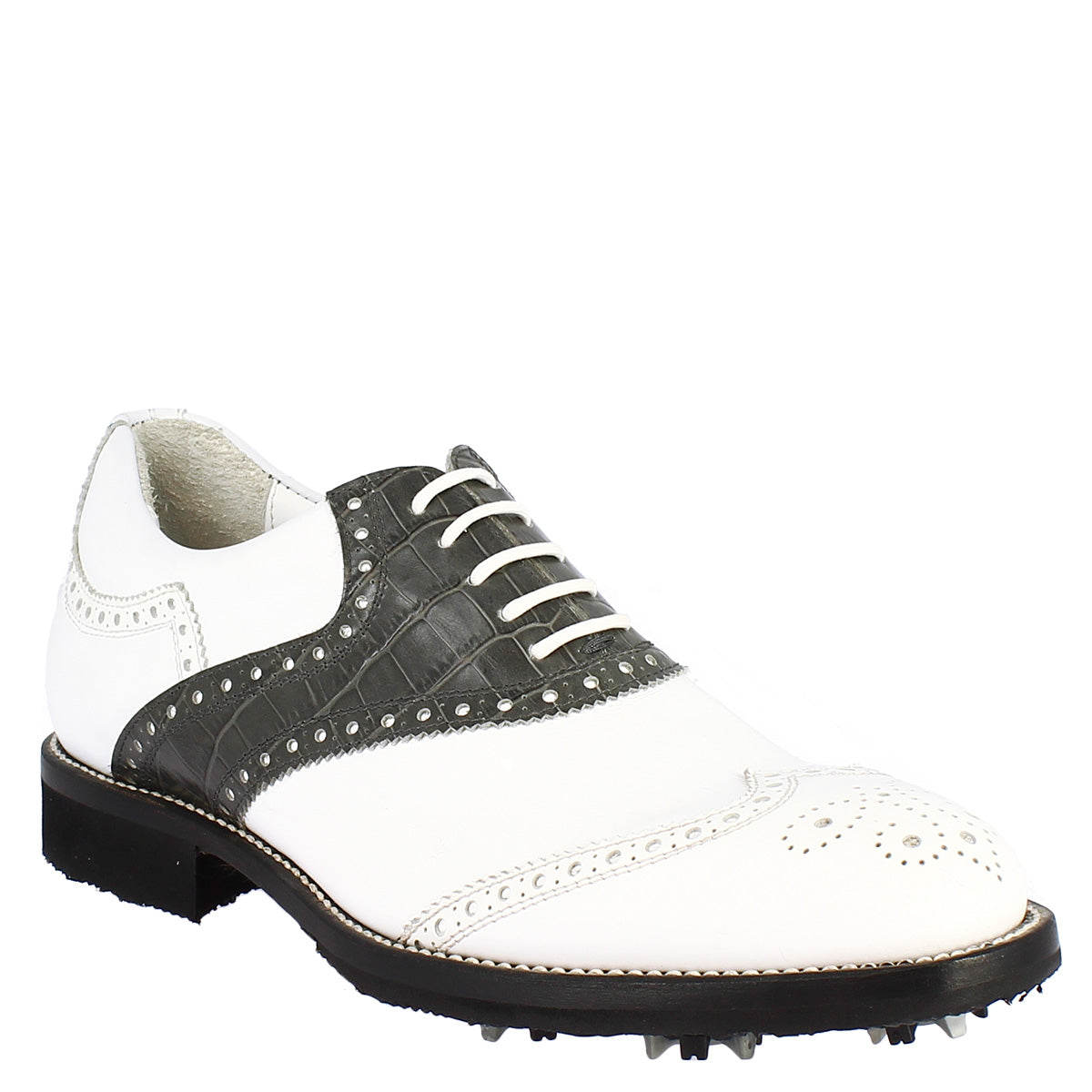 Leonardo Shoes Golf Calzature scarpe da golf grigio pelle bicolore