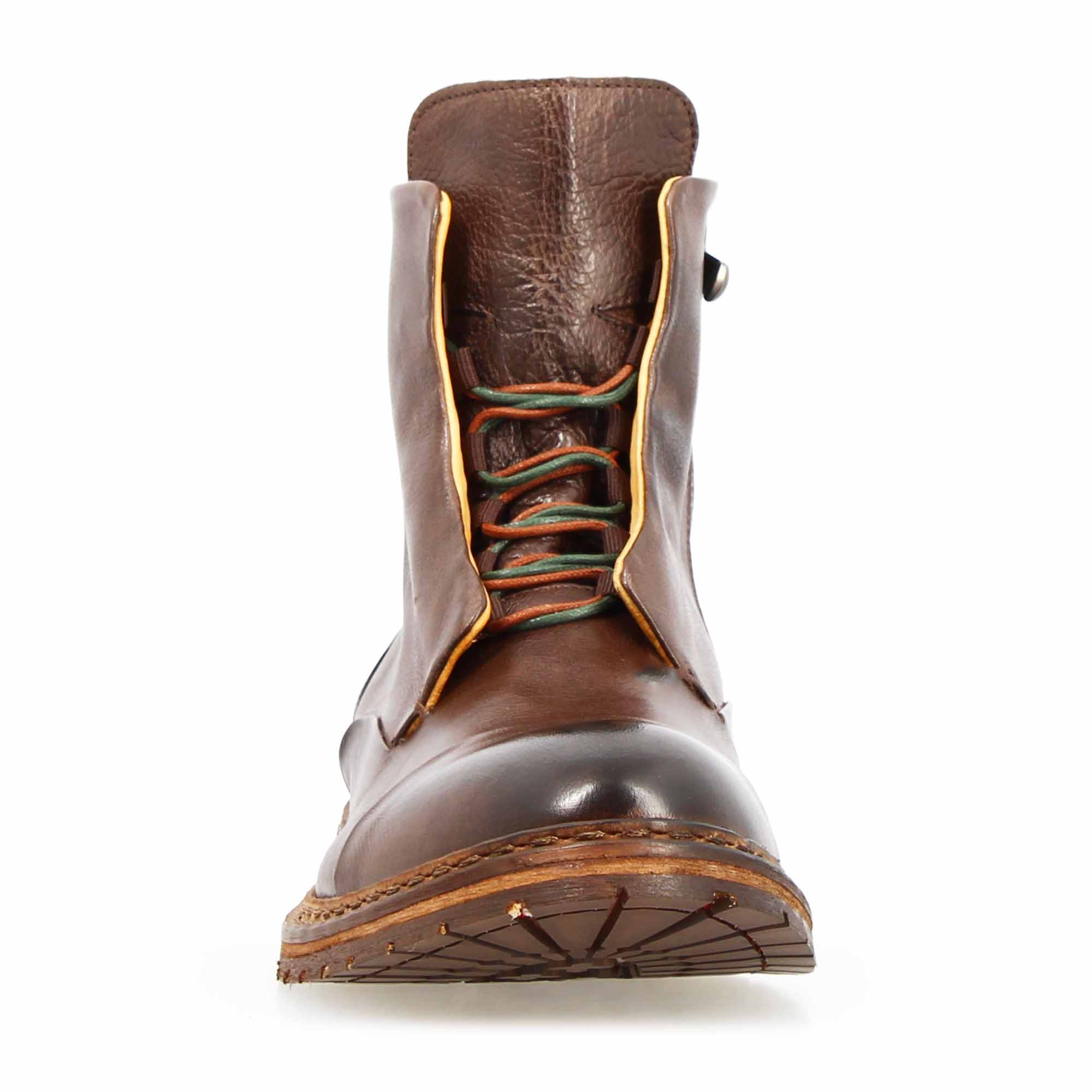 Leonardo Shoes Stivaletti Uomo Febo Polacchino Marrone Scuro