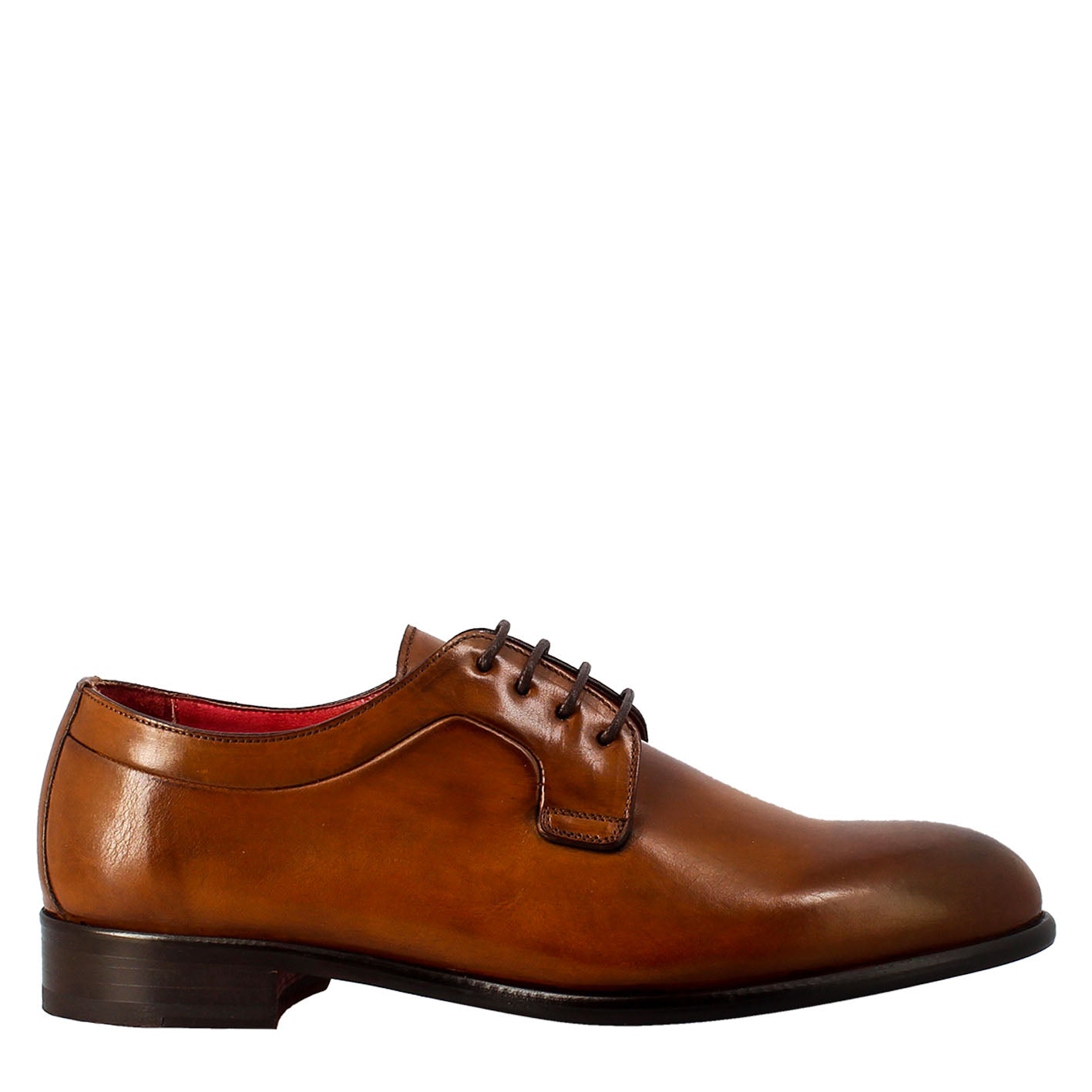 Leonardo Shoes Derby Marrone Francesine Uomo Pelle Liscia