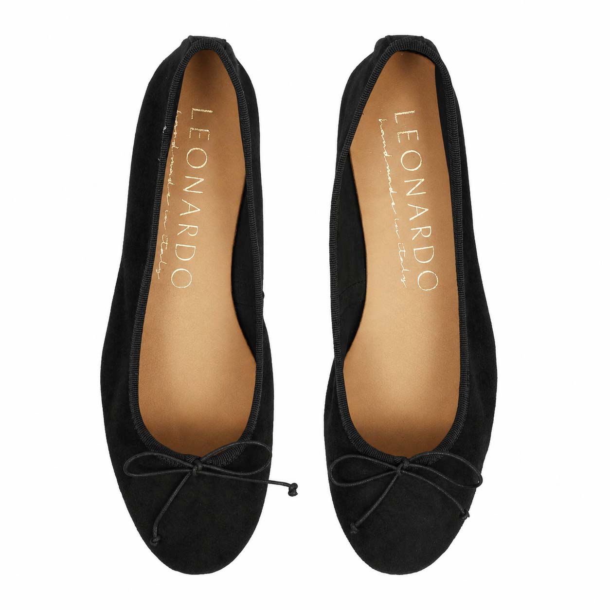 Leonardo Shoes Fiocco ballerina donna camoscio nero slip-on
