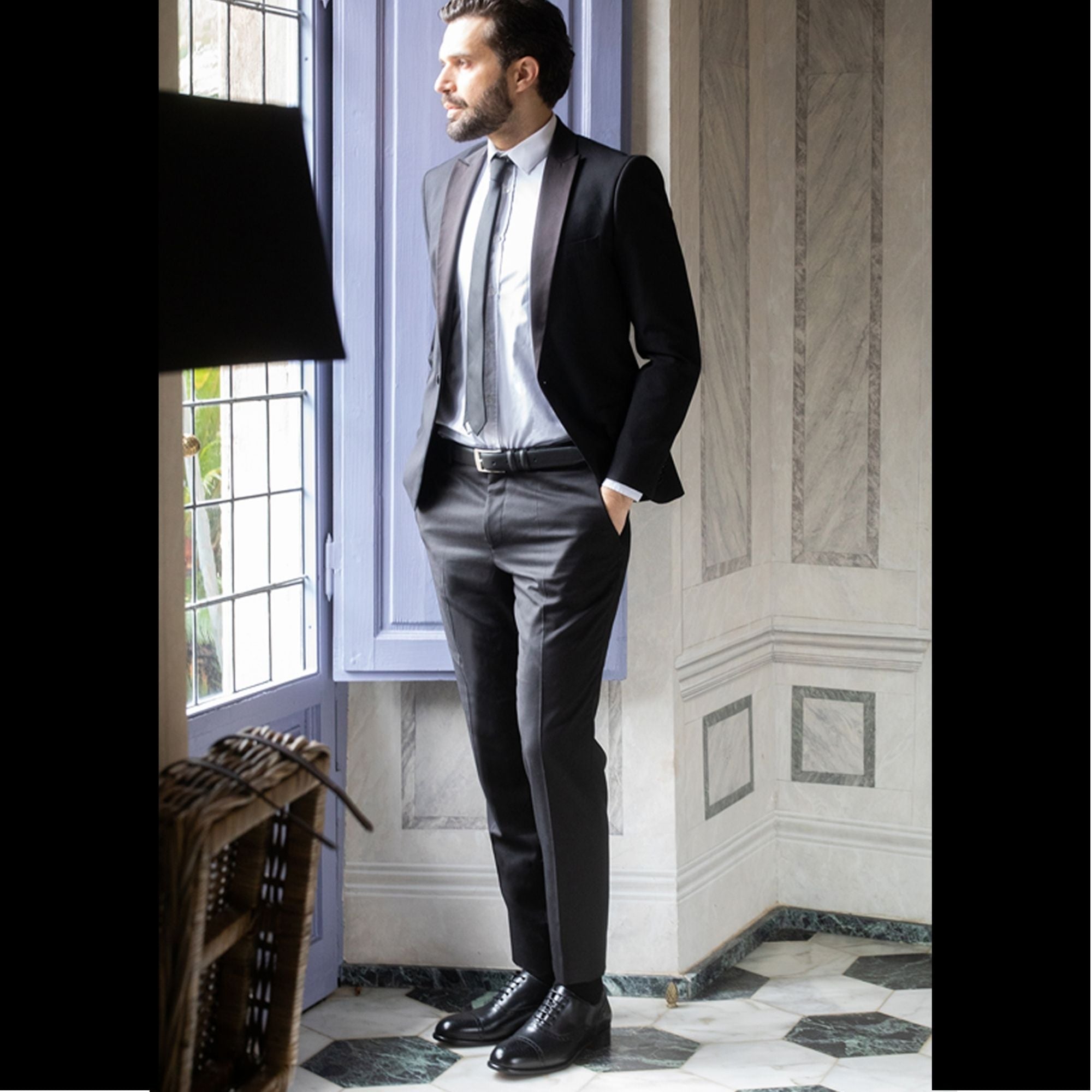 Leonardo Shoes Oxford Semi Brogue Uomo Pelle Nero