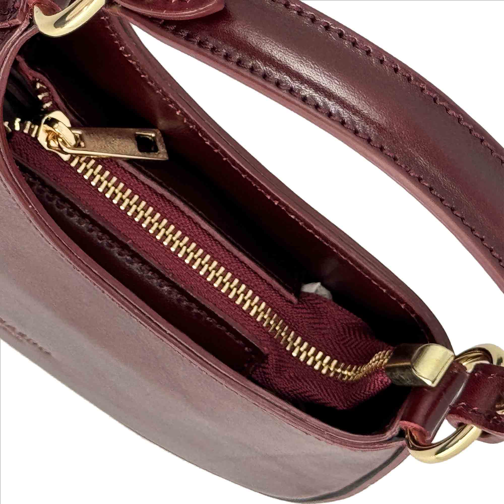 Leonardo Shoes Isotta S mini borsa mezzaluna bordeaux
