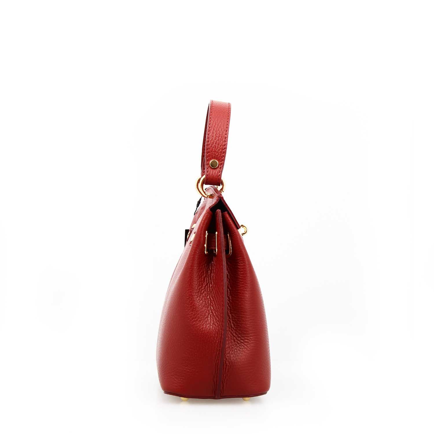 Leonardo Shoes Borse Donna Ninfea Mano Tracolla Pelle Rossa 22cm