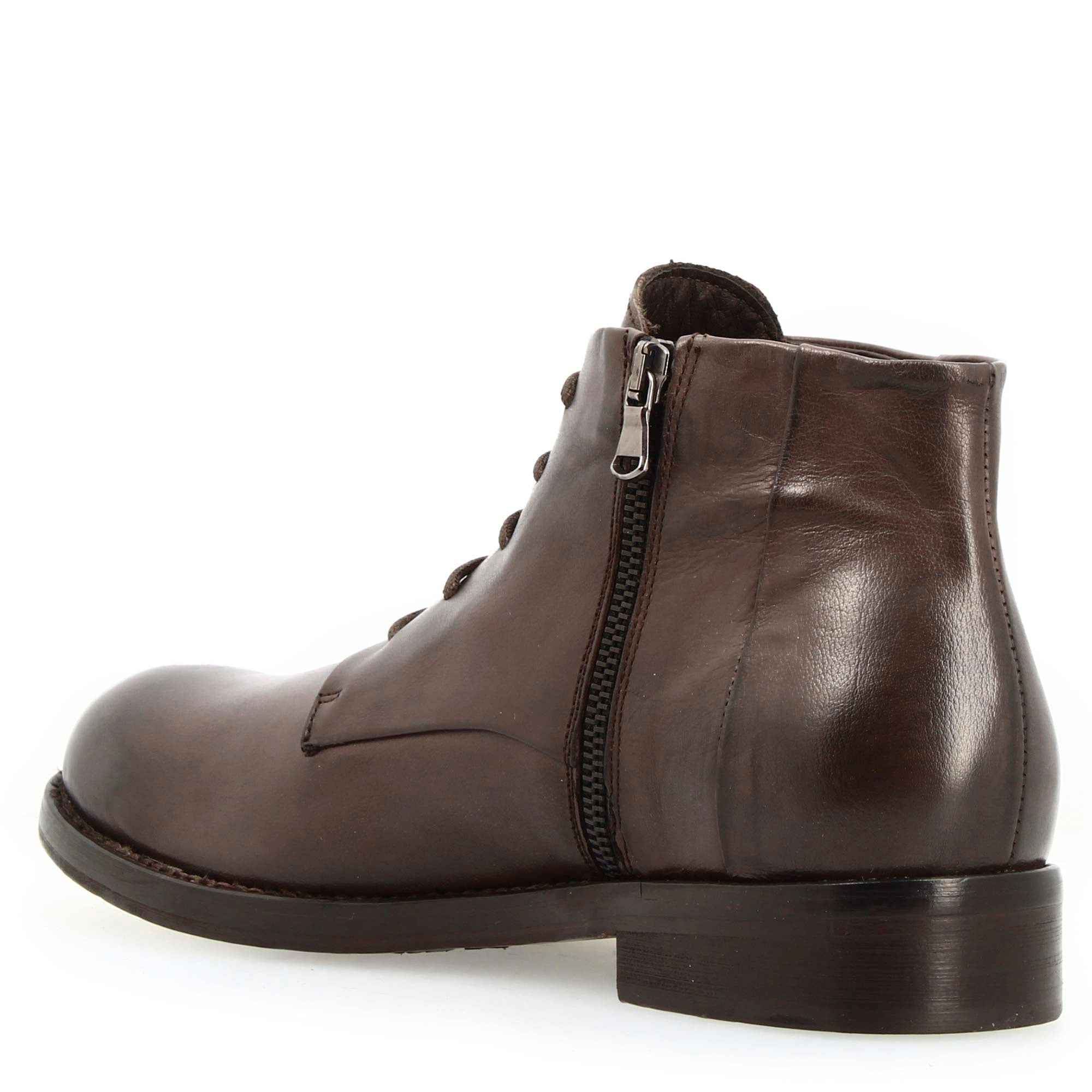 Leonardo Shoes Diver stivaletti uomo pelle testa di moro lacci