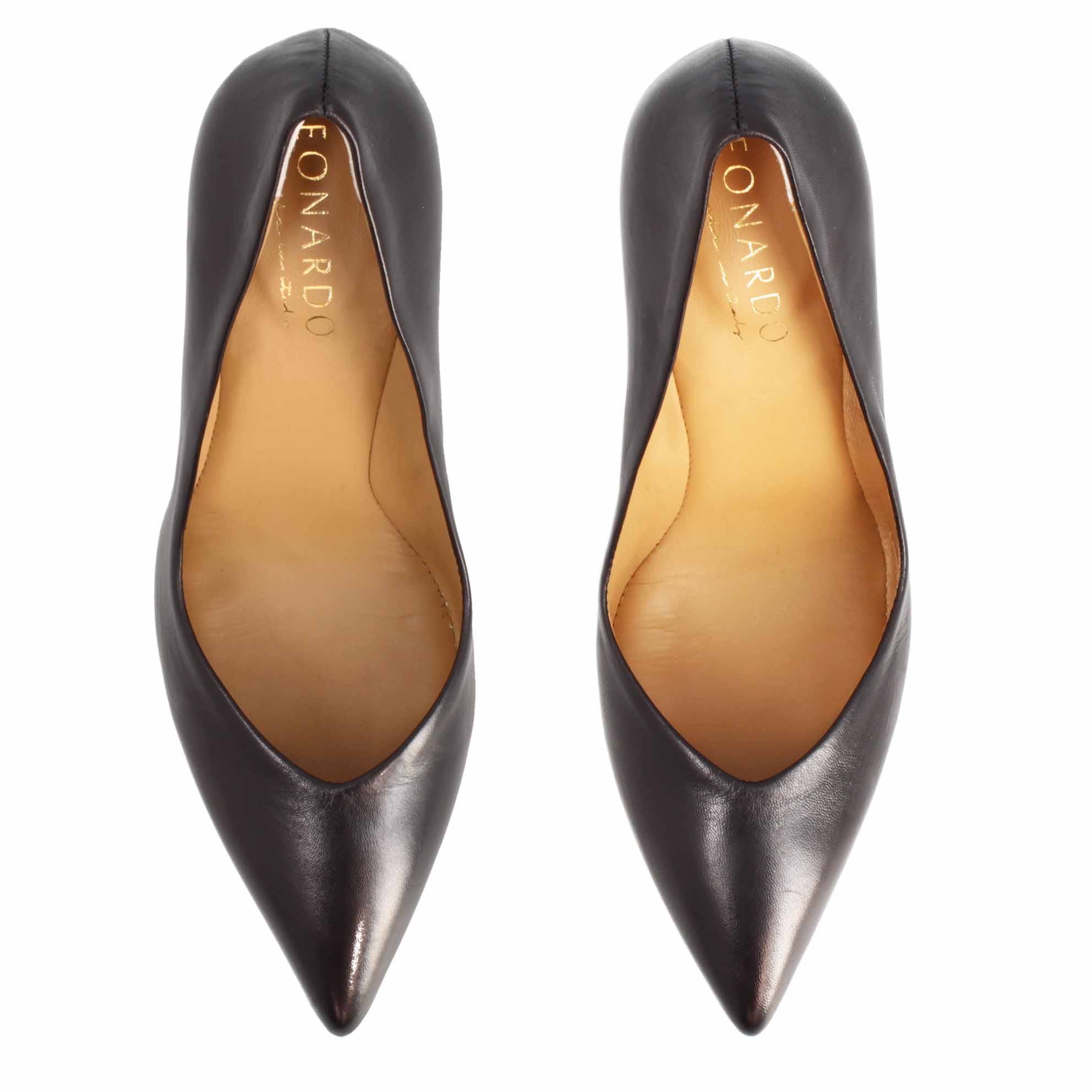 Leonardo Shoes Scarpe Stringate Donna Décolleté Pelle Nero Tacco 5