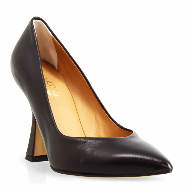 Leonardo Shoes Scarpe Stringate Donna Décolleté Pelle Nero Tacco 12