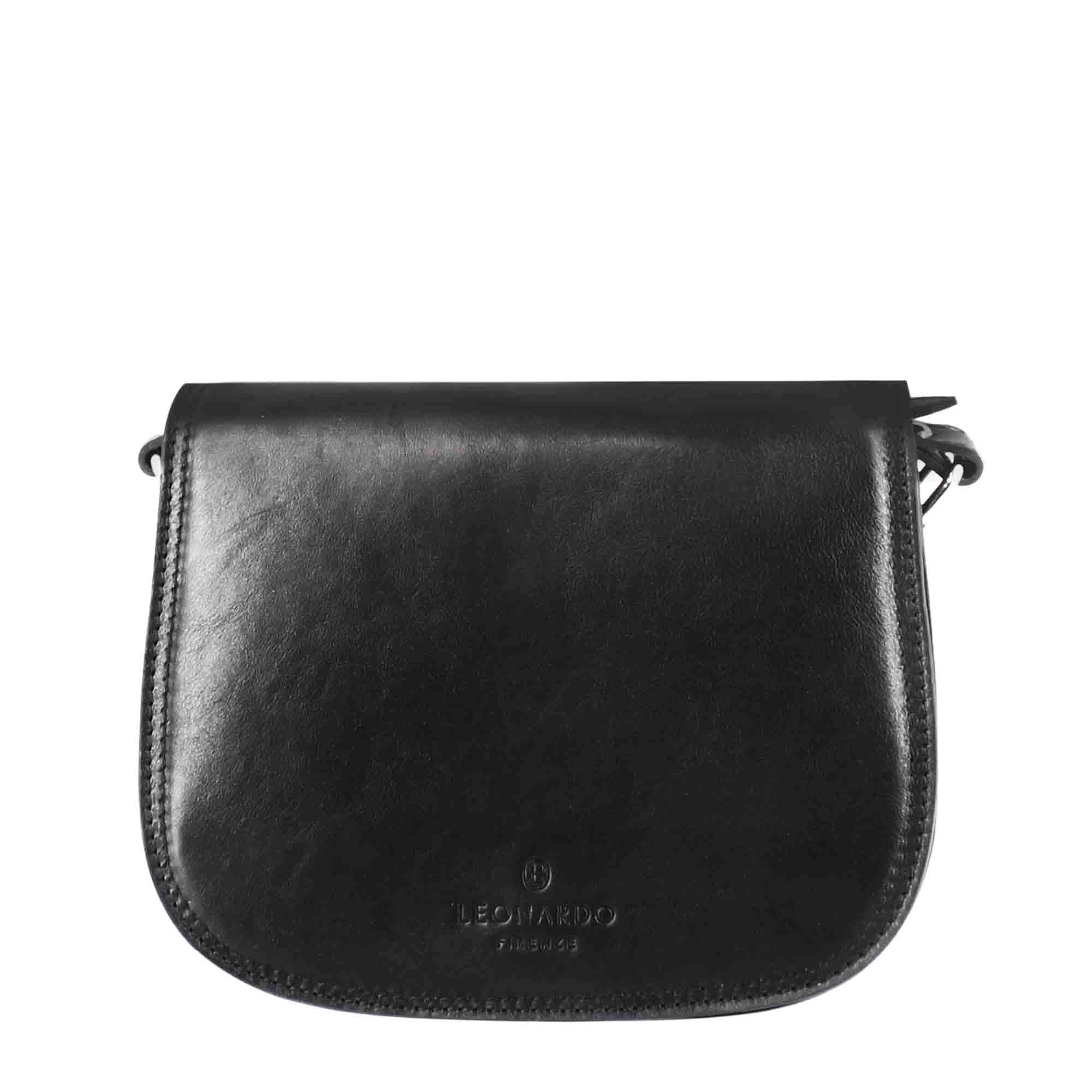 Leonardo Shoes Essential Borsa Donna Pelle Nero Tracolla Media