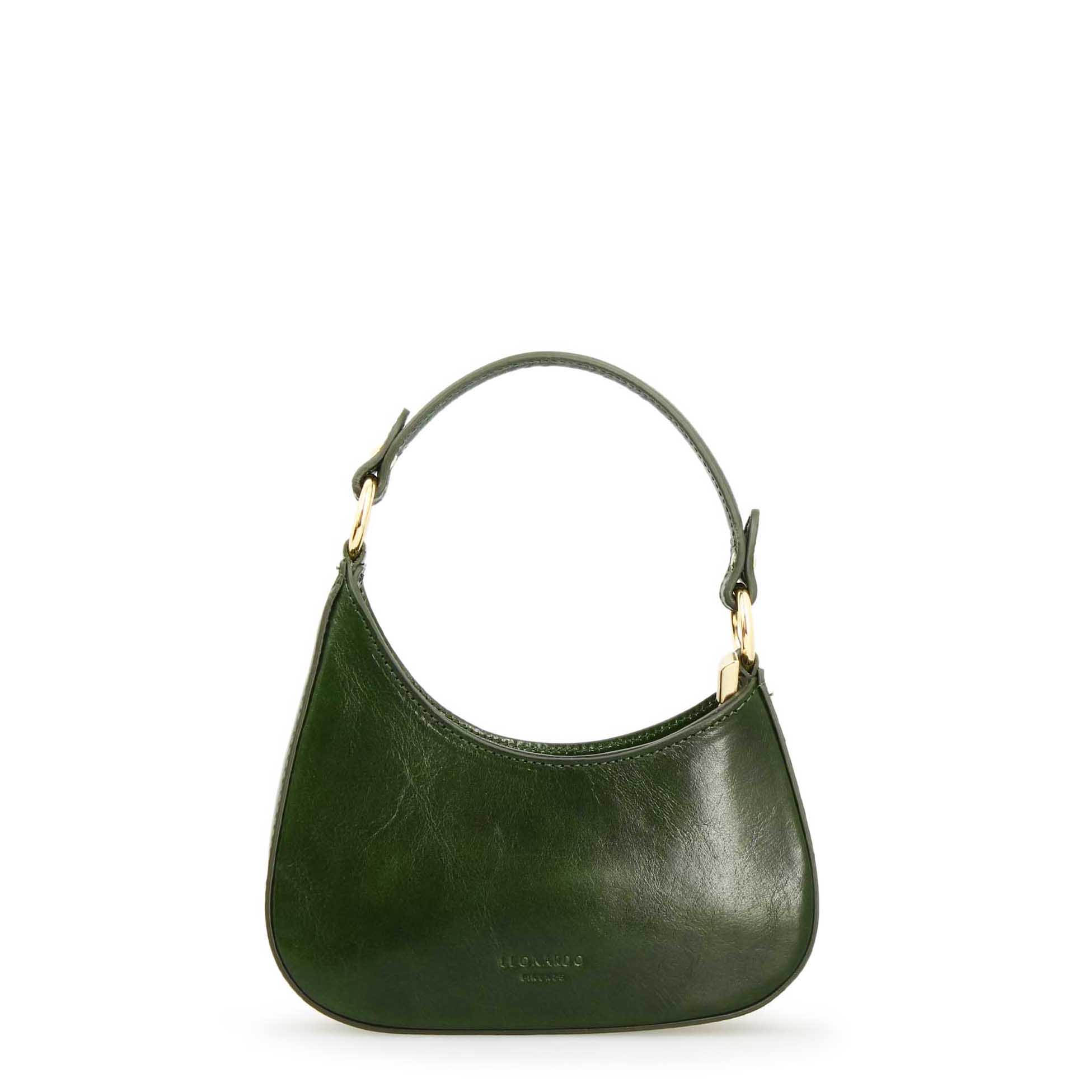Leonardo Shoes Isotta S borsa mezzaluna pelle verde