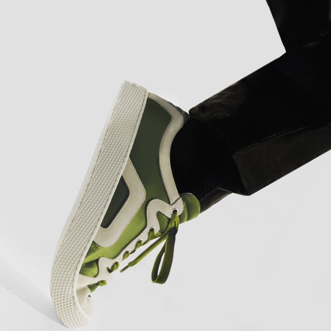 Pierre Hardy Alpha sneakers donna verdi pelle suola bianca