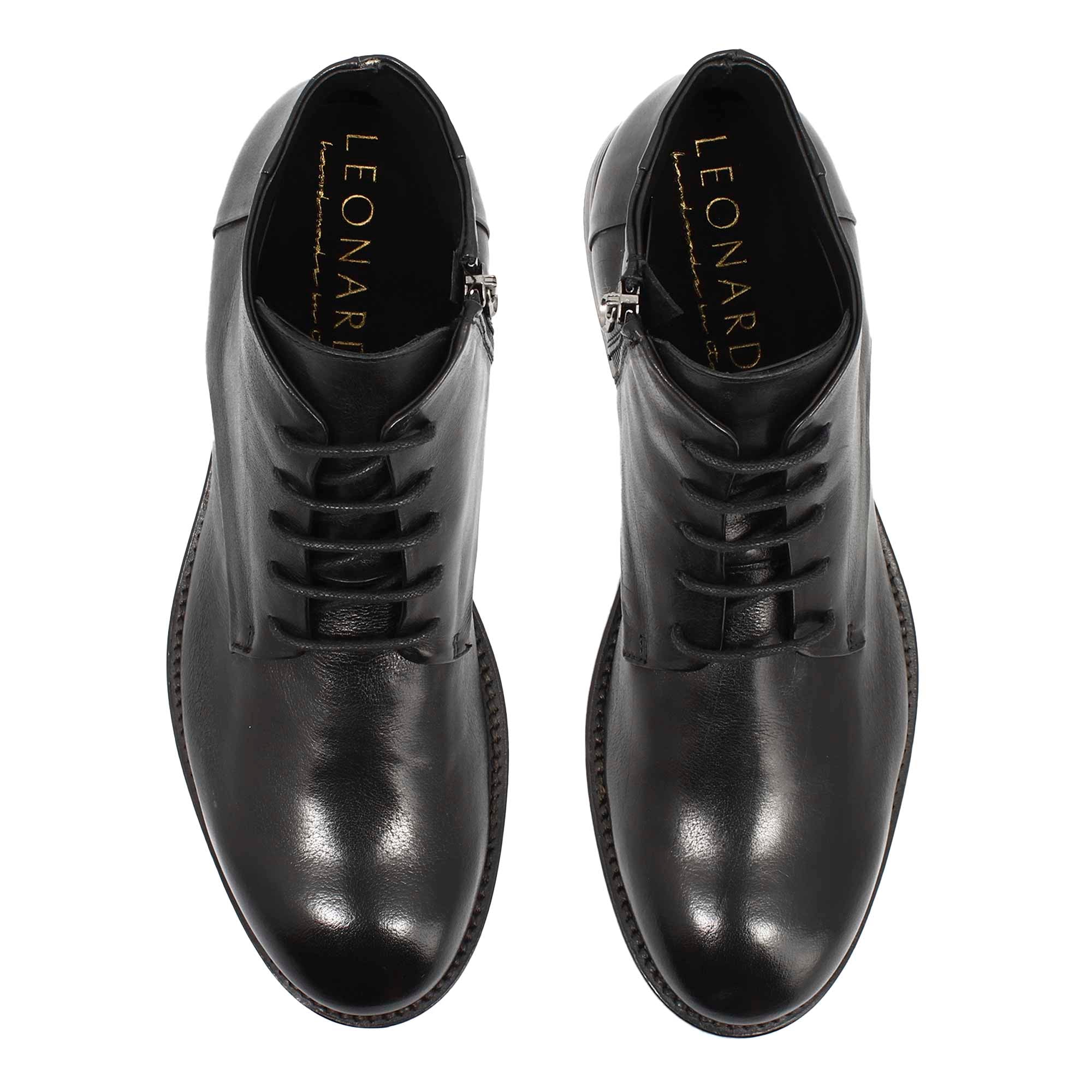 Leonardo Shoes Tronchetto Uomo Pelle Nero Vintage