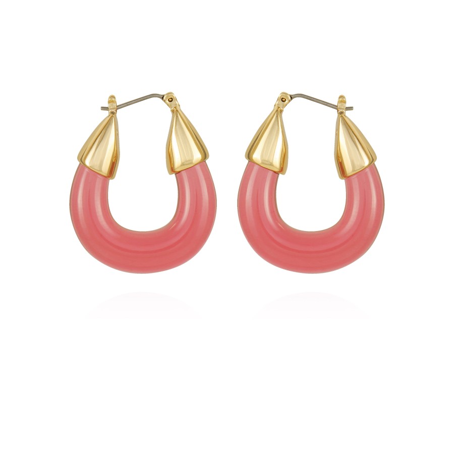 Vince Camuto orecchini cerchio resina rosa oro rosa