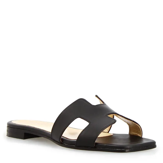 Leonardo Shoes Harmony Sandali Donna Neri Nappa Tacco 1 cm
