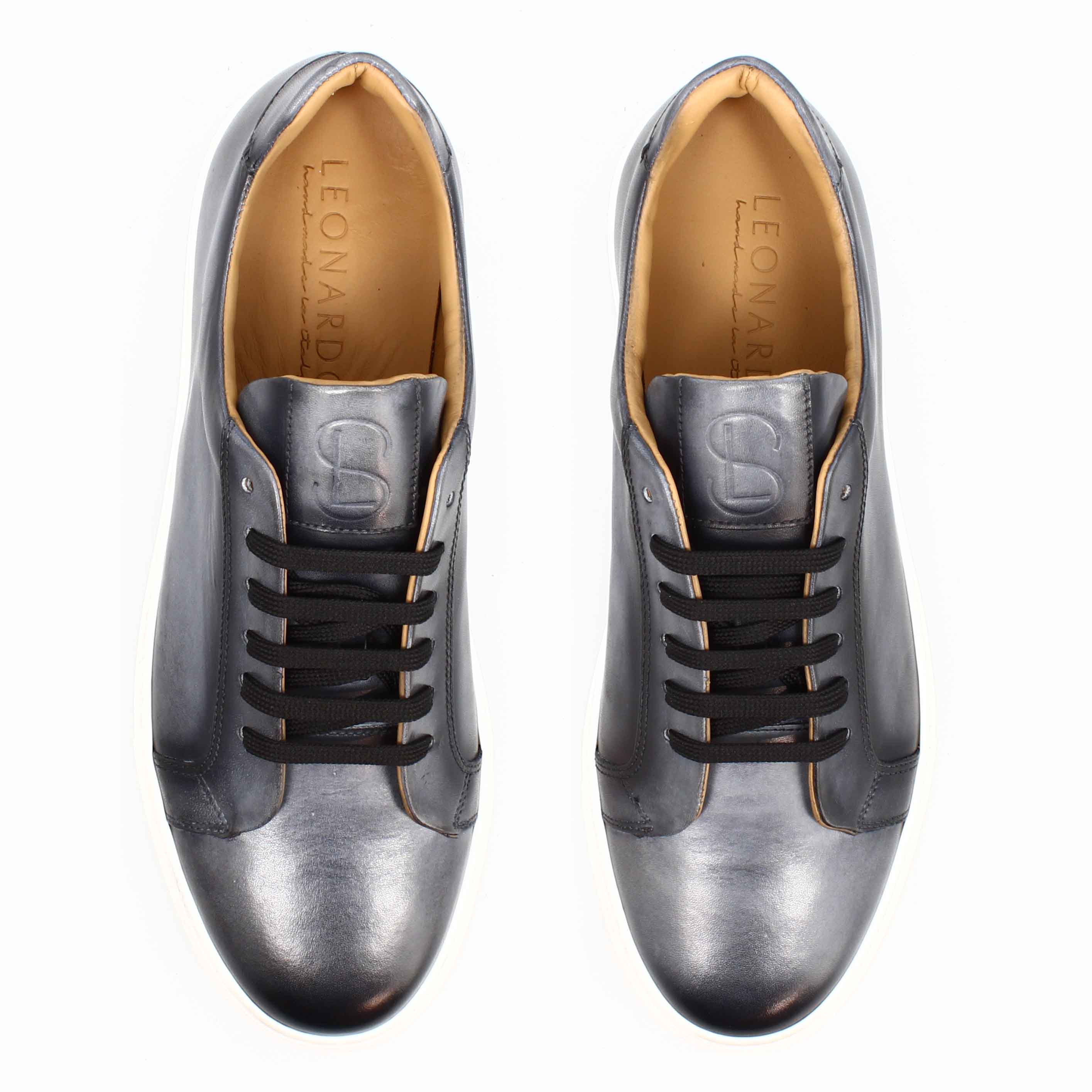 Leonardo Shoes Oreste Sneakers Uomo Pelle Grigio Degradé