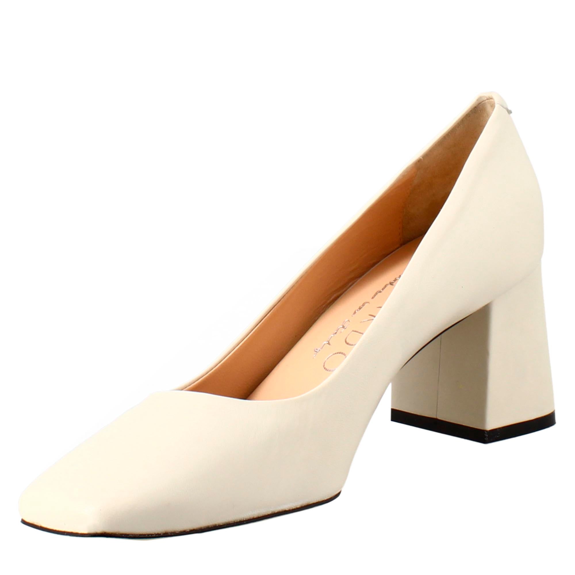 Leonardo Shoes Décolleté Donna pelle beige punta squadrata