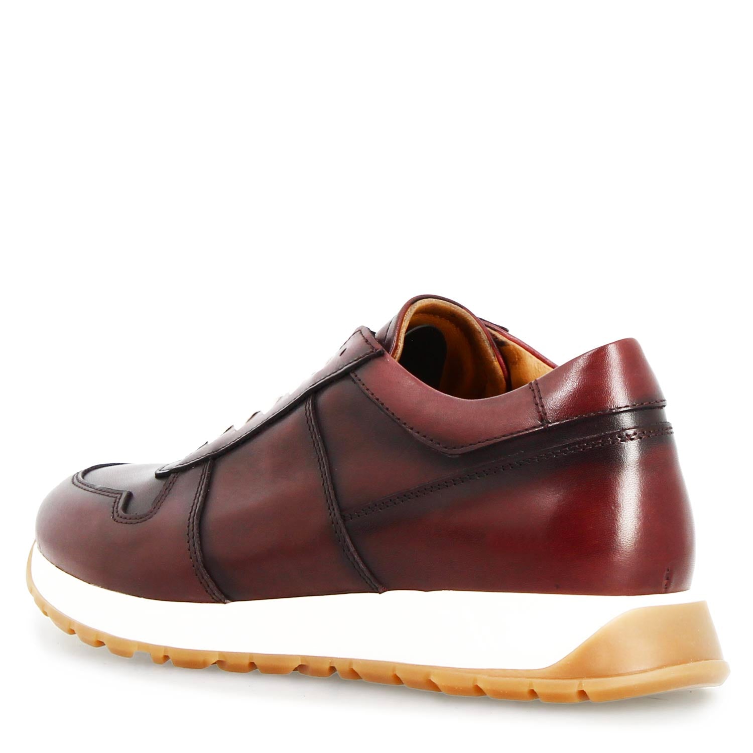 Leonardo Shoes Piave Sneakers Uomo Bordeaux Pelle Degradé
