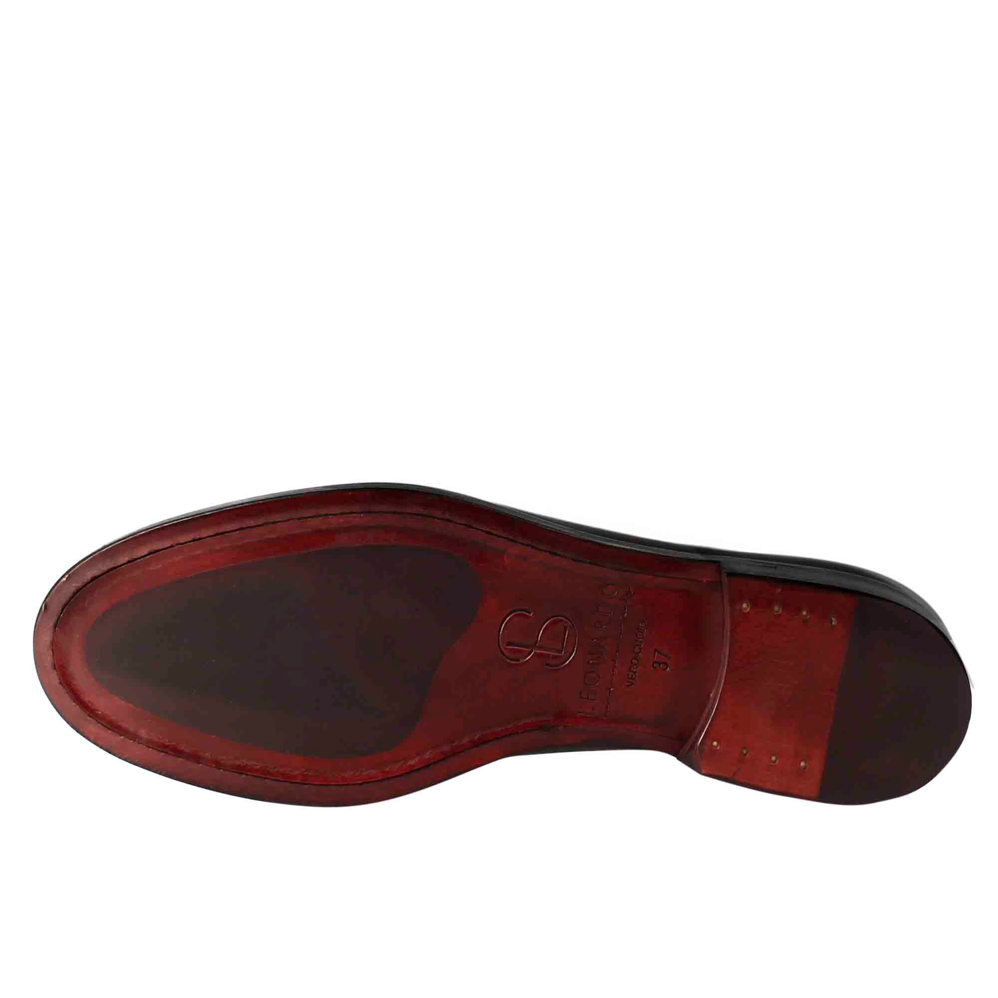 Leonardo Shoes Derby Donna Pelle Marrone Scuro - Stringate Cuoio
