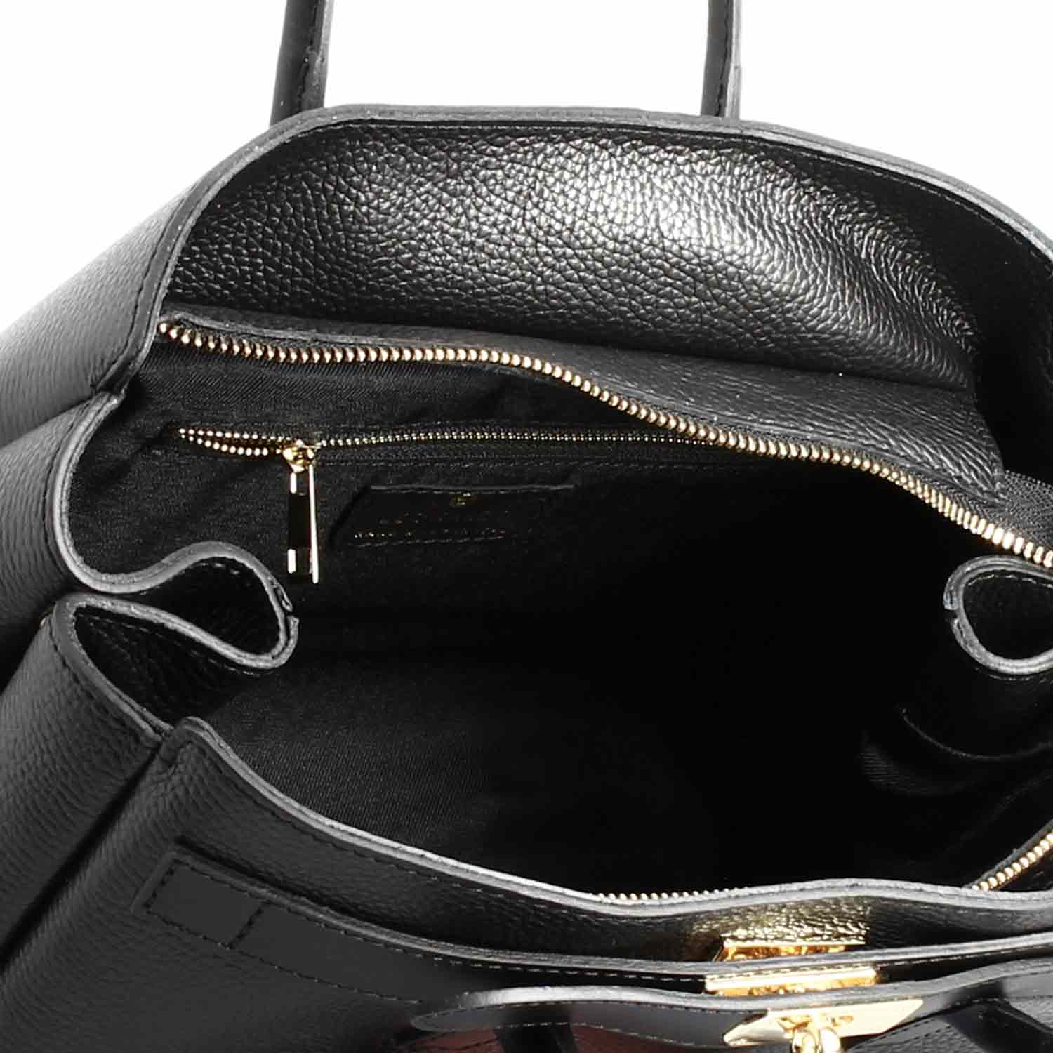 Leonardo Shoes Borsa Giulia Donna Pelle Nera Martellata