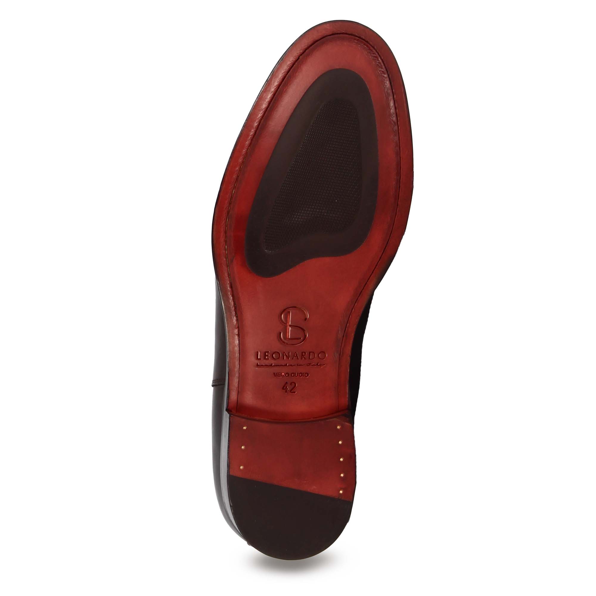 Leonardo Shoes chelsea stivaletti uomo marrone scuro
