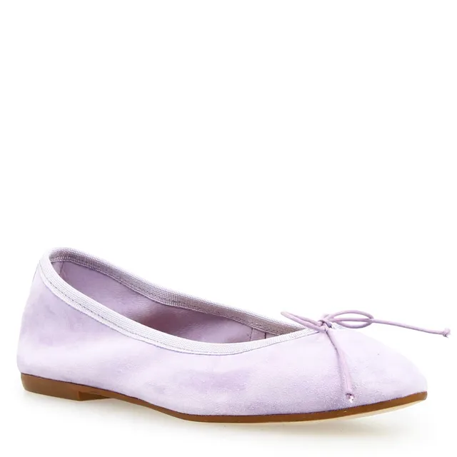 Leonardo Shoes Fiocco ballerine donna camoscio lilla tacco 1cm