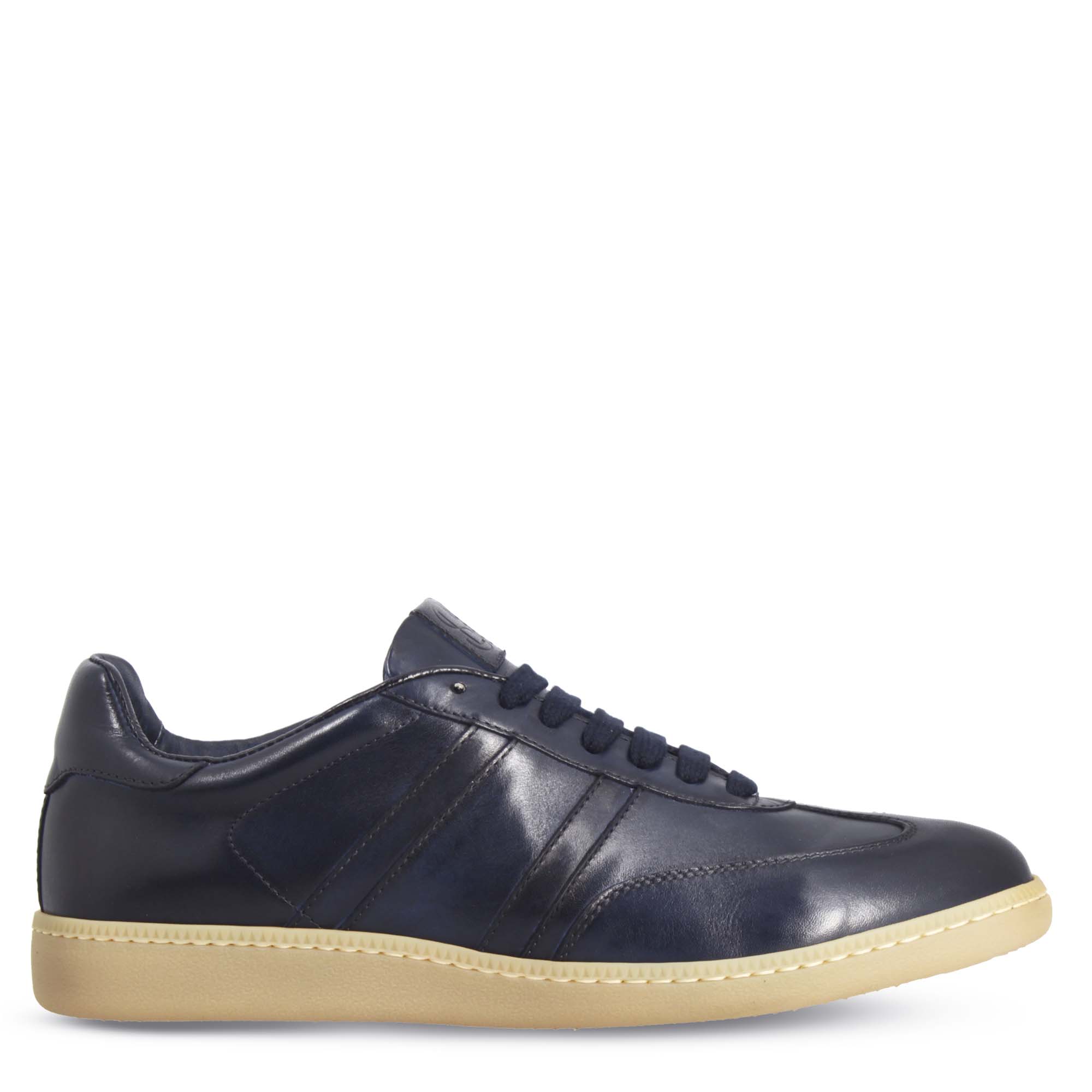Leonardo Shoes Bizantino sneaker uomo blu pelle suola antiscivolo