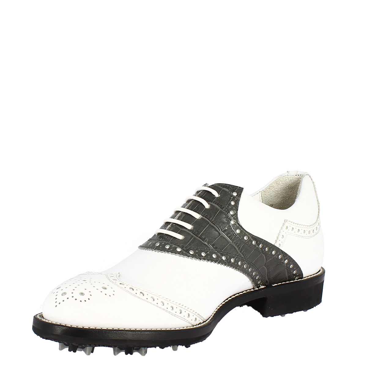 Leonardo Shoes Golf Calzature scarpe da golf grigio pelle bicolore