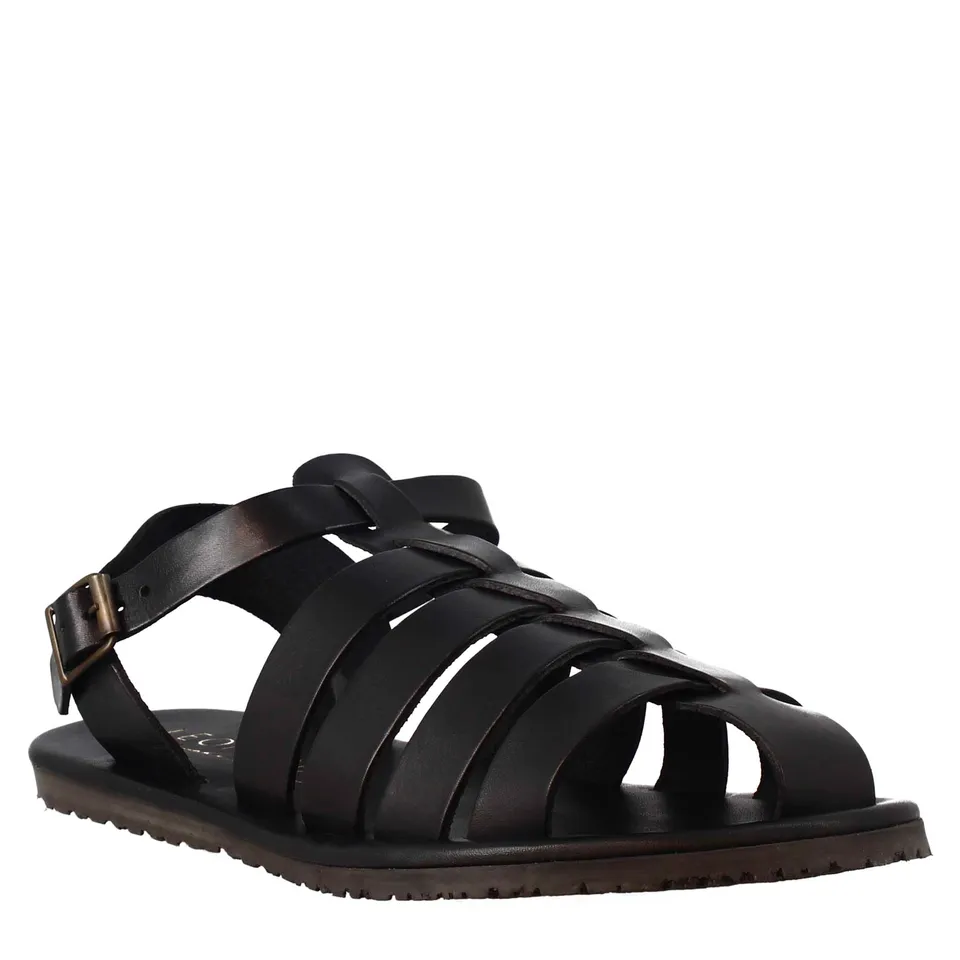 Leonardo Shoes sandali francescani uomo nero fibbia